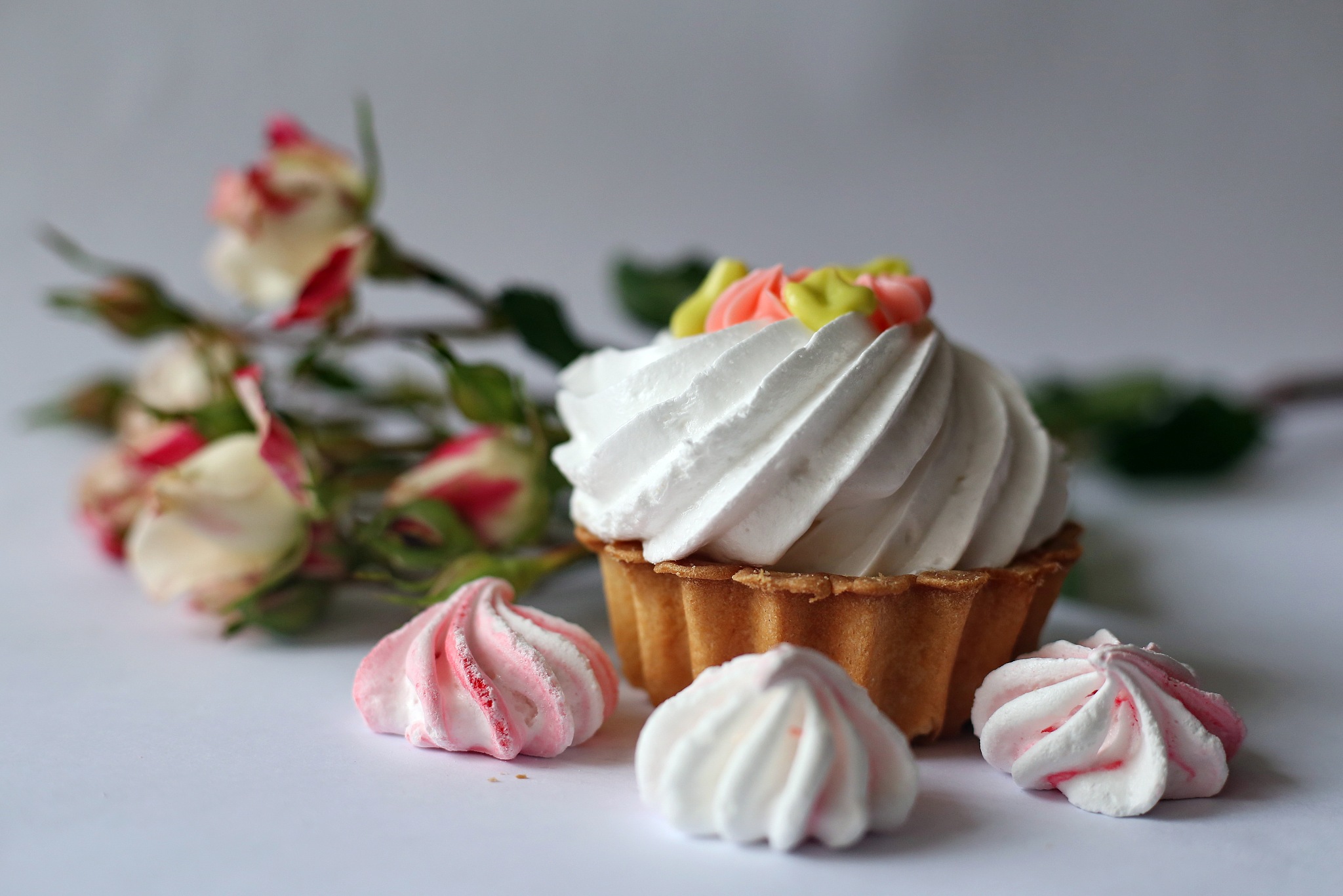 cake with whipped cream and meringue.