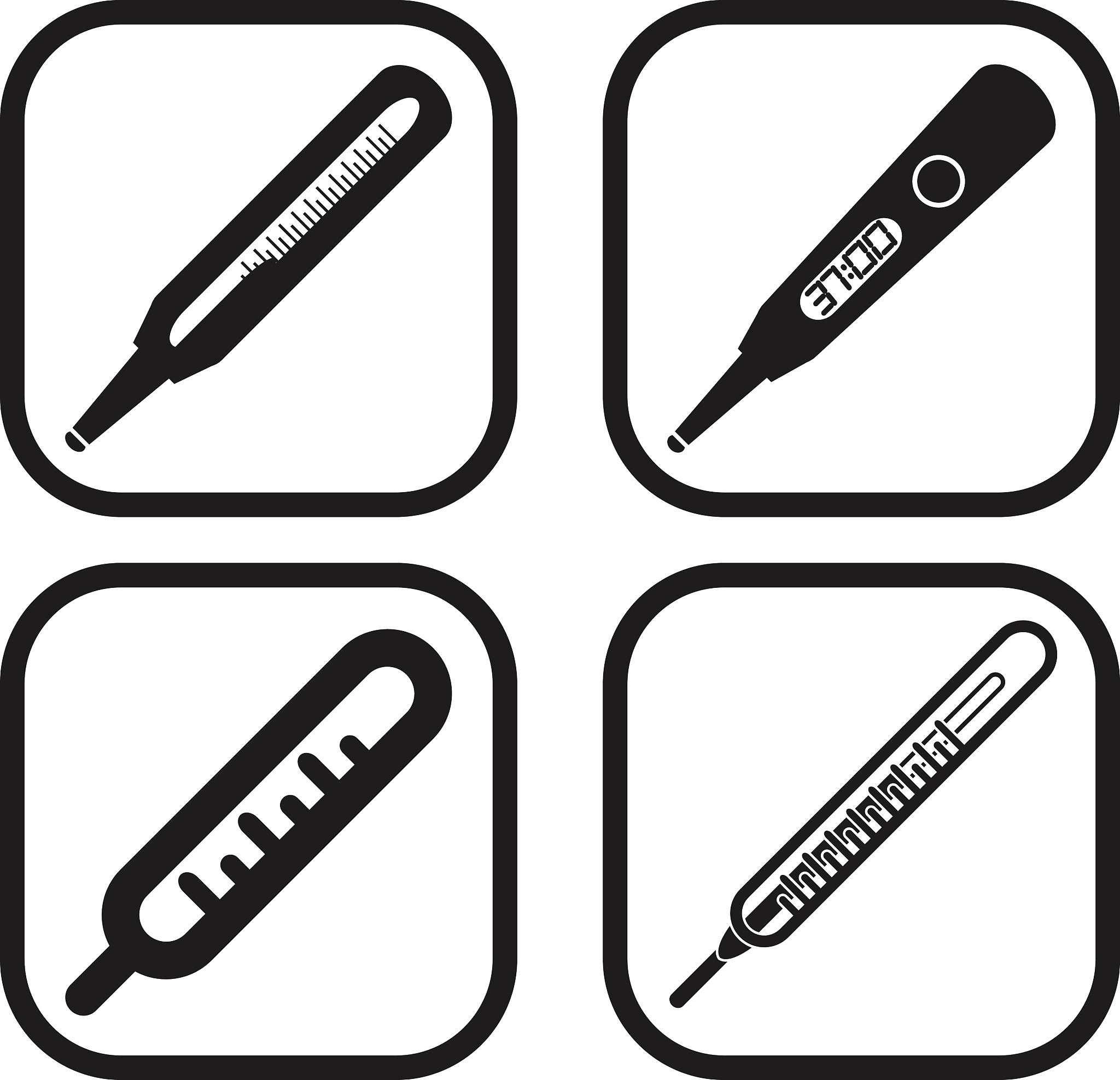medical thermometer icon - four variations