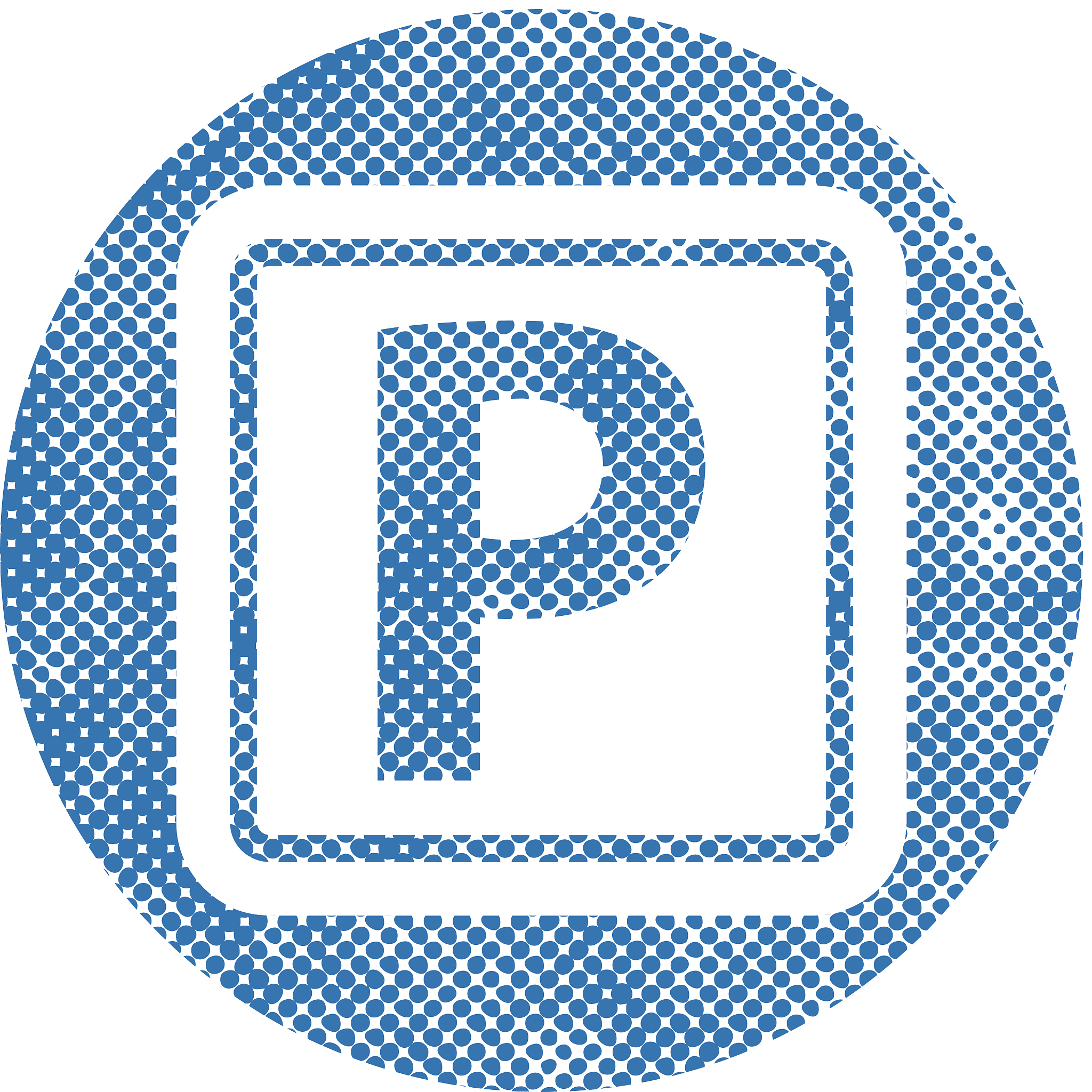 isolated parking sign with pixel print halftone dots texture.
