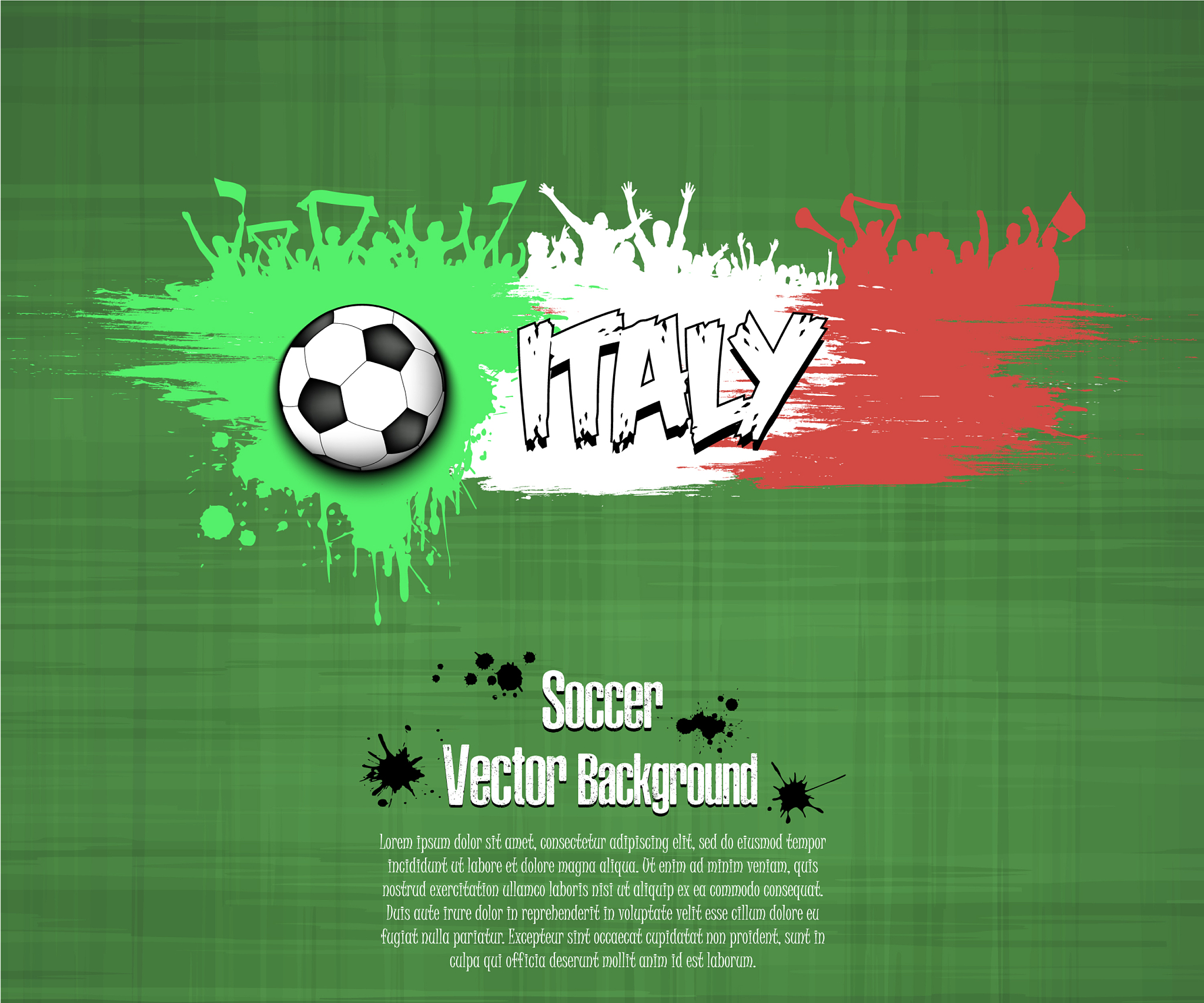 flag of italy and football fans