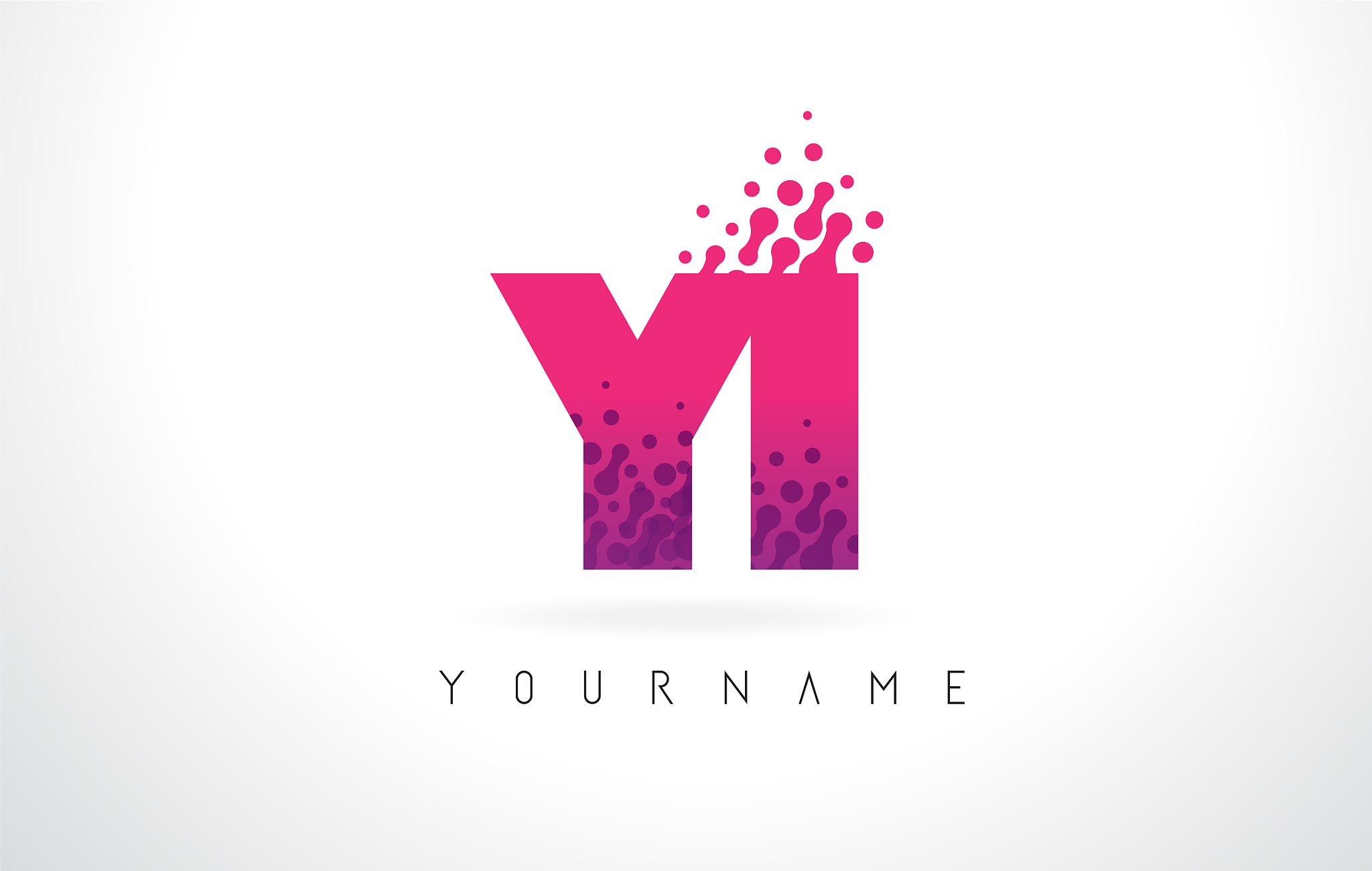 yi y i letter logo with pink purple color and