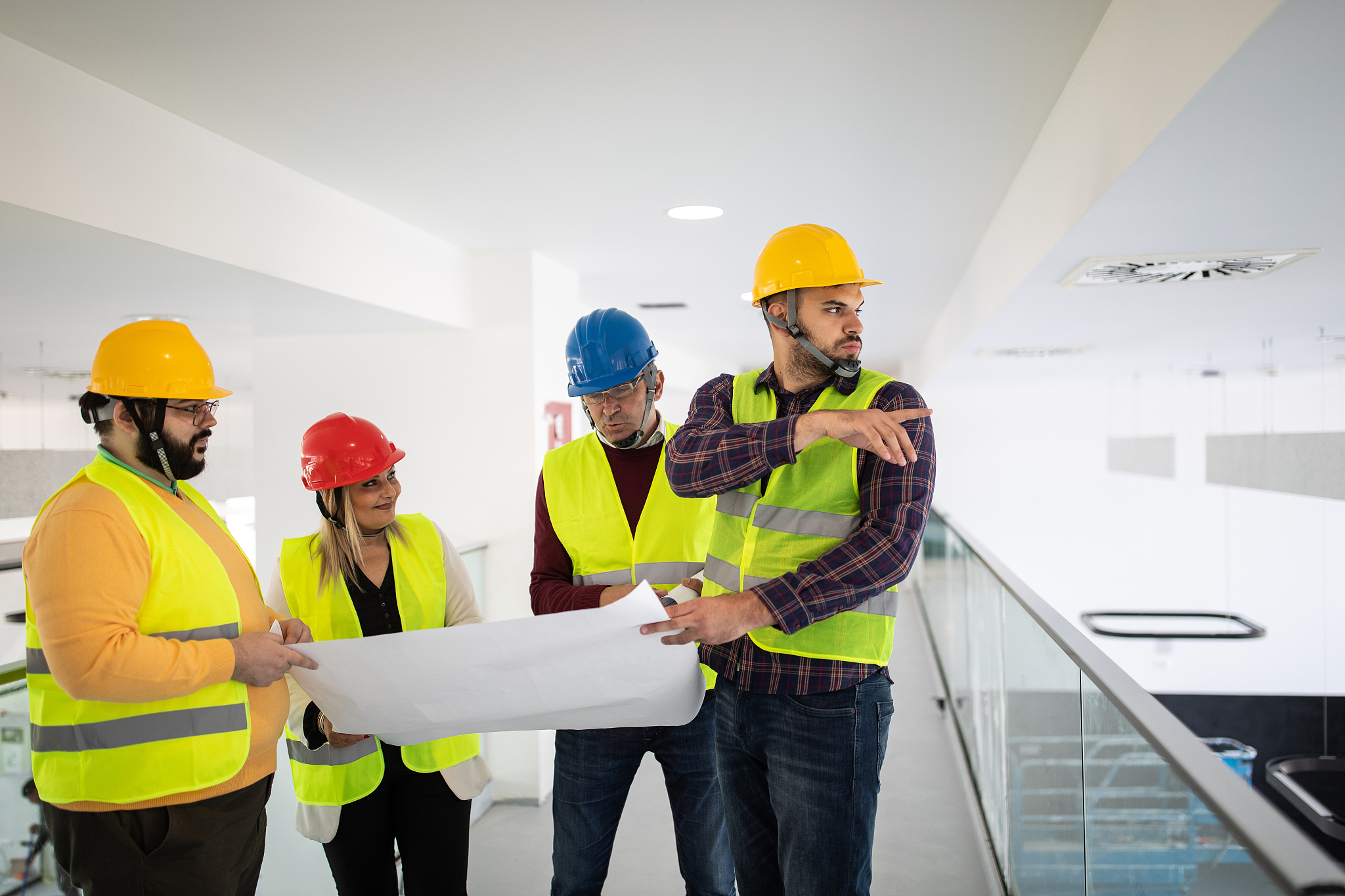 architect team discussing about construction plans