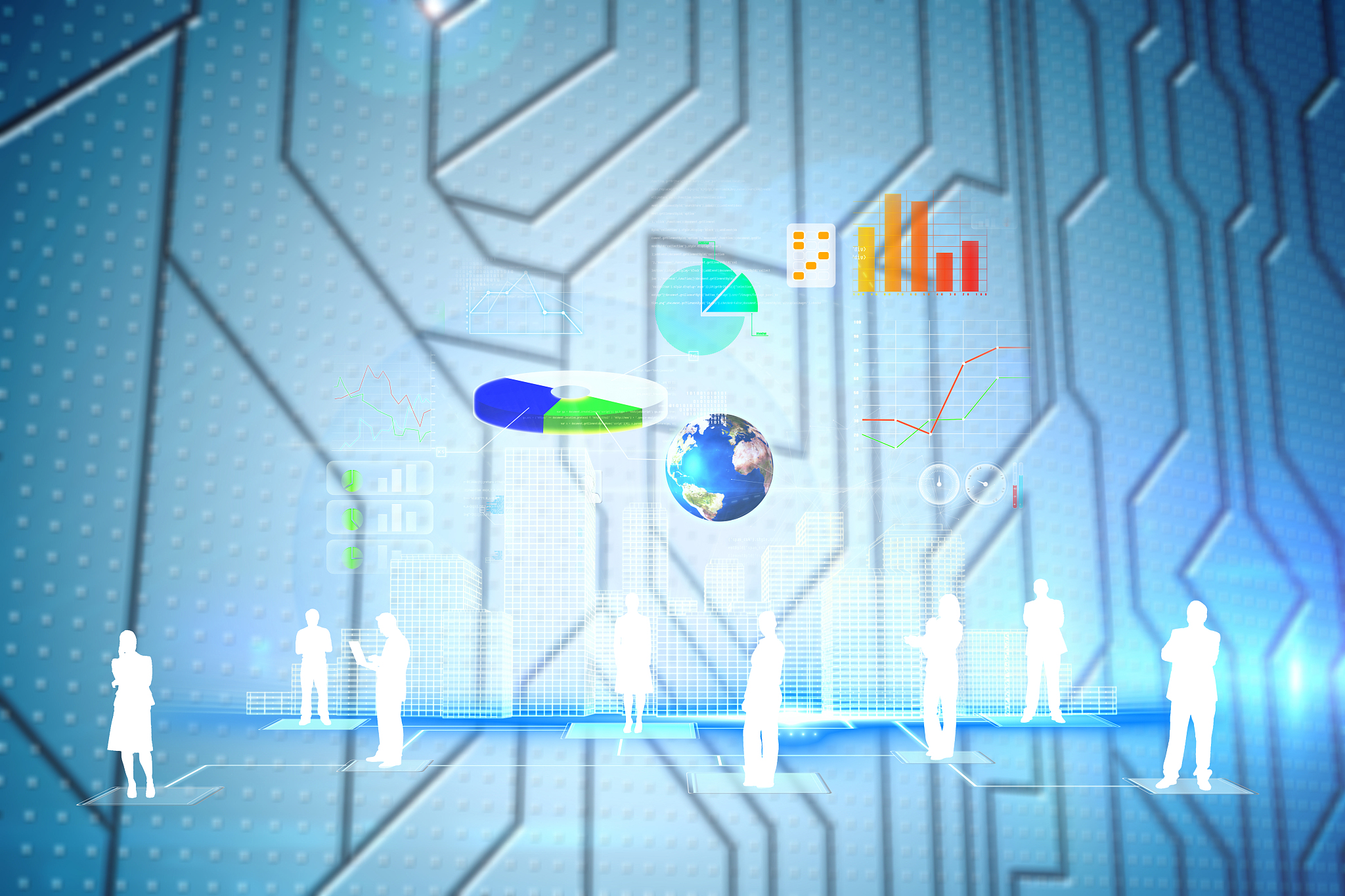 composite image of global technology background