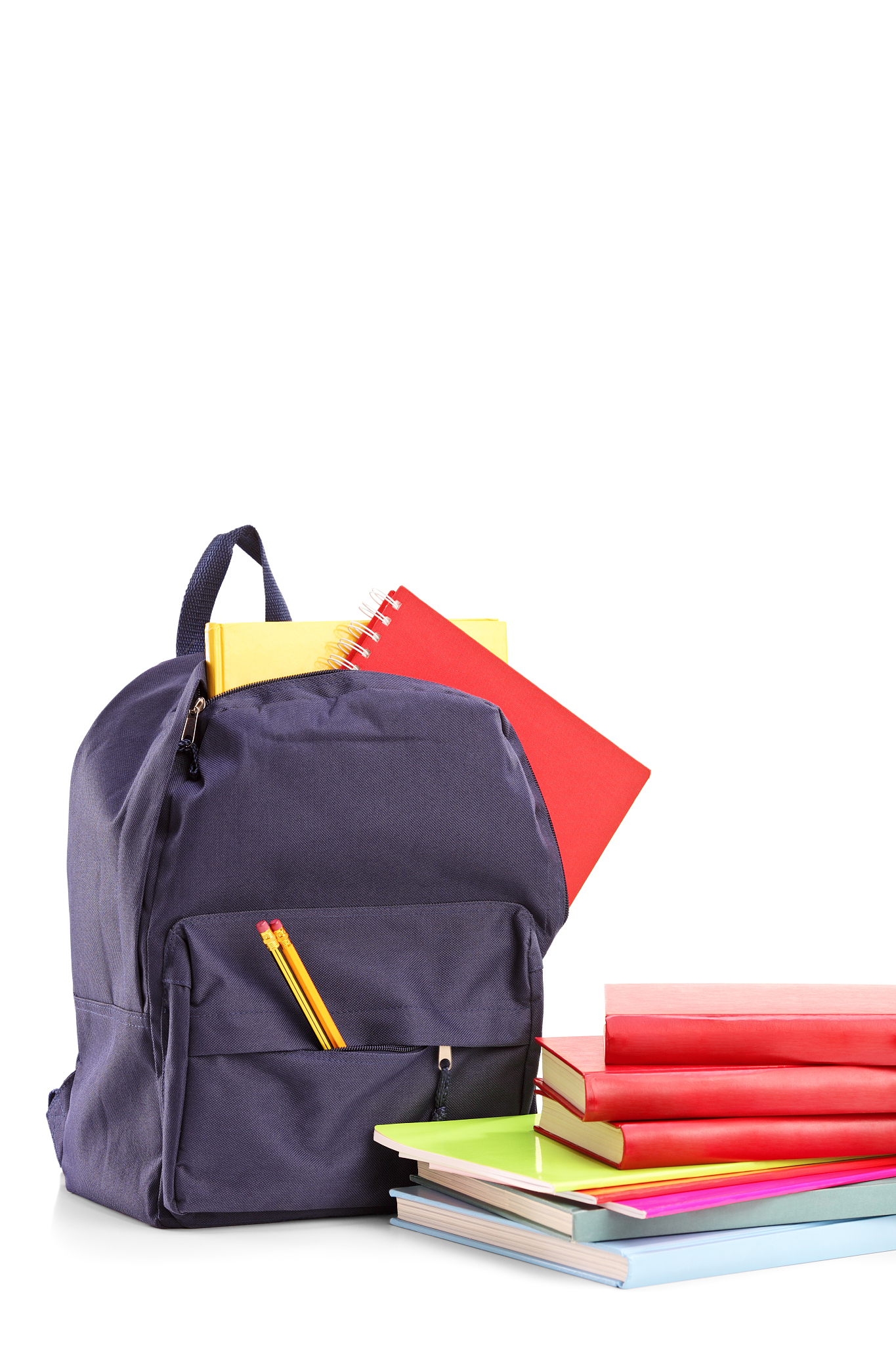school backpack with books and notebooks
