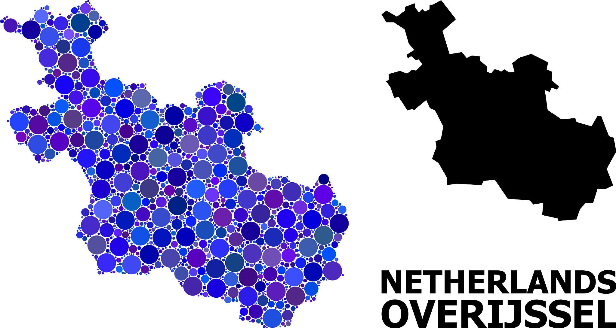 blue round dot mosaic map overijssel province