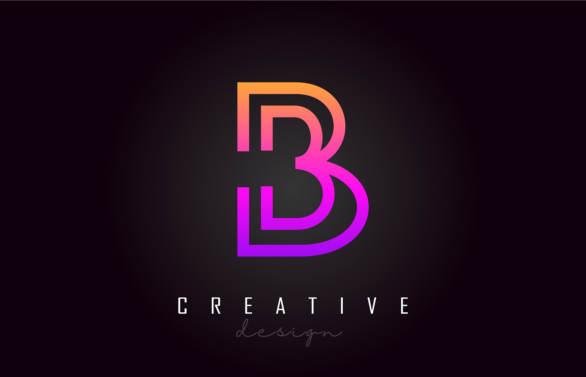 b purple letter logo monogram design creative b