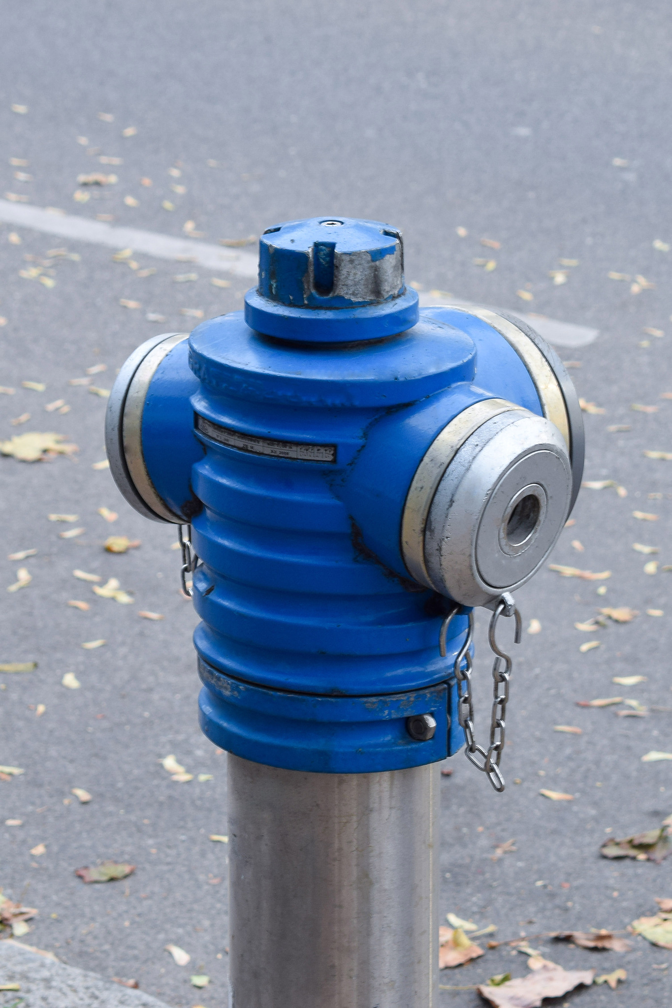 blue fire hydrant on street for extinguish