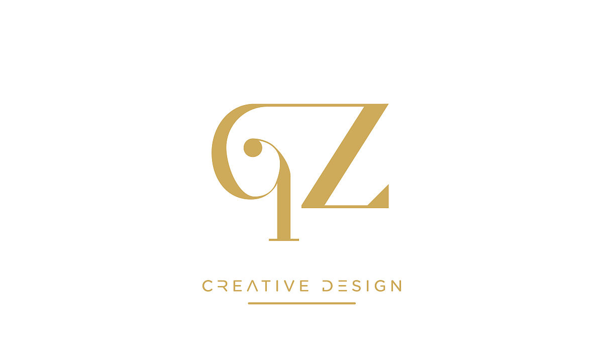 qz, zq字母抽象字母豪华标志图标交织