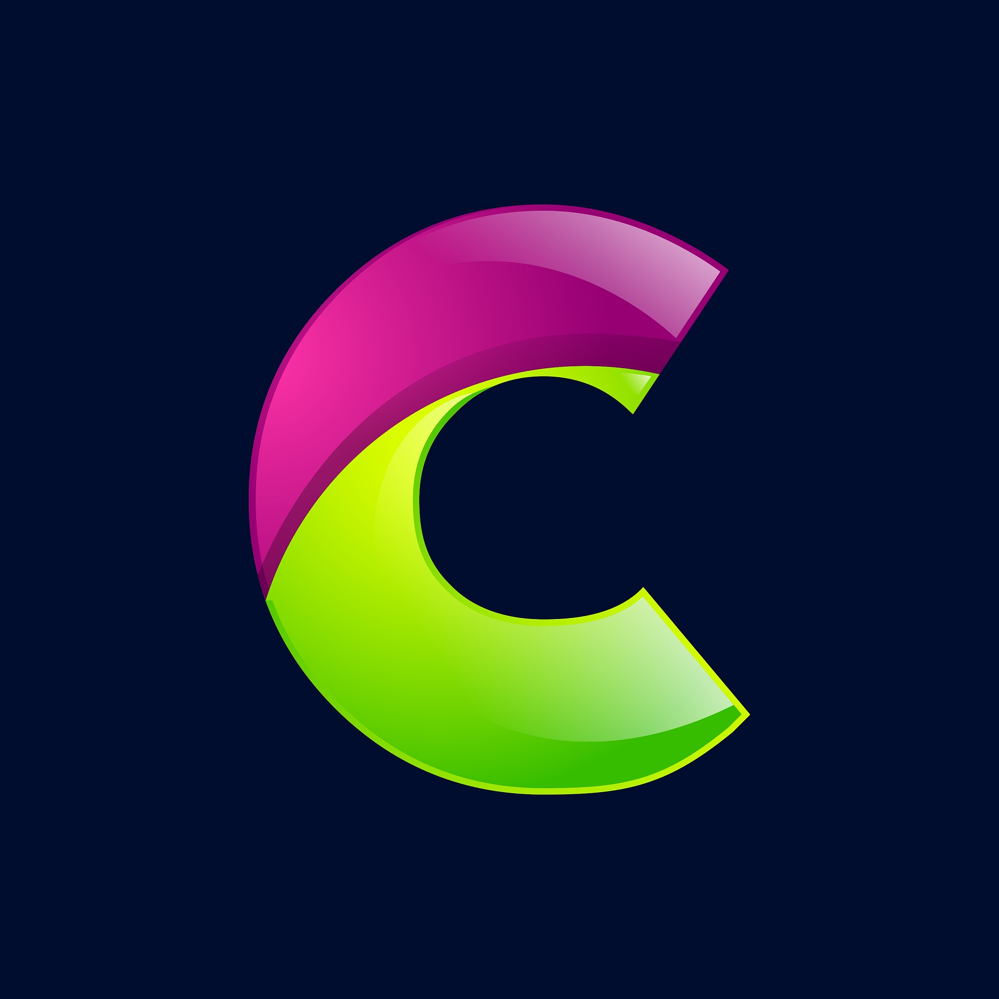 c letter green and pink logo design template