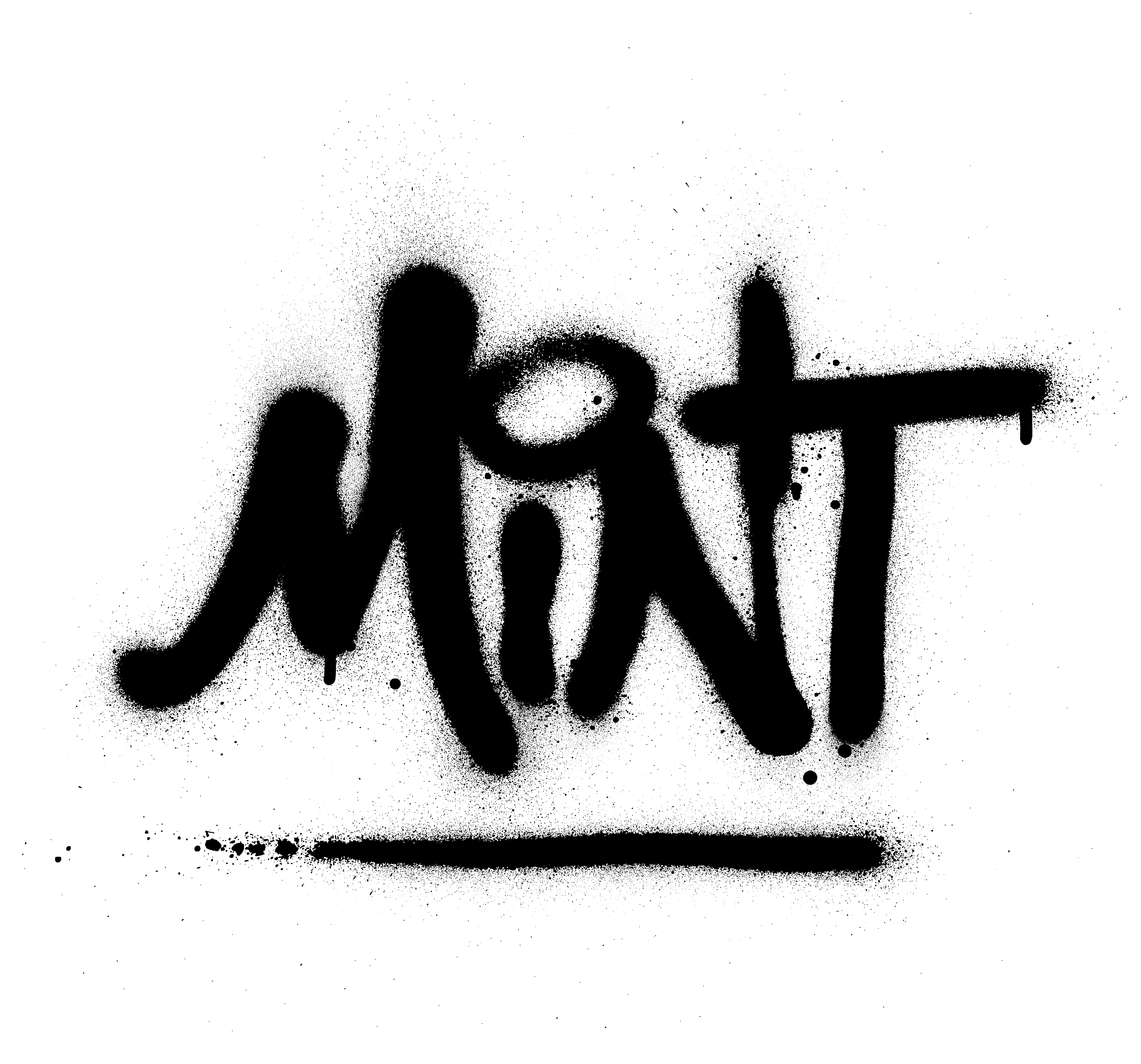 graffiti mint word sprayed in black over white