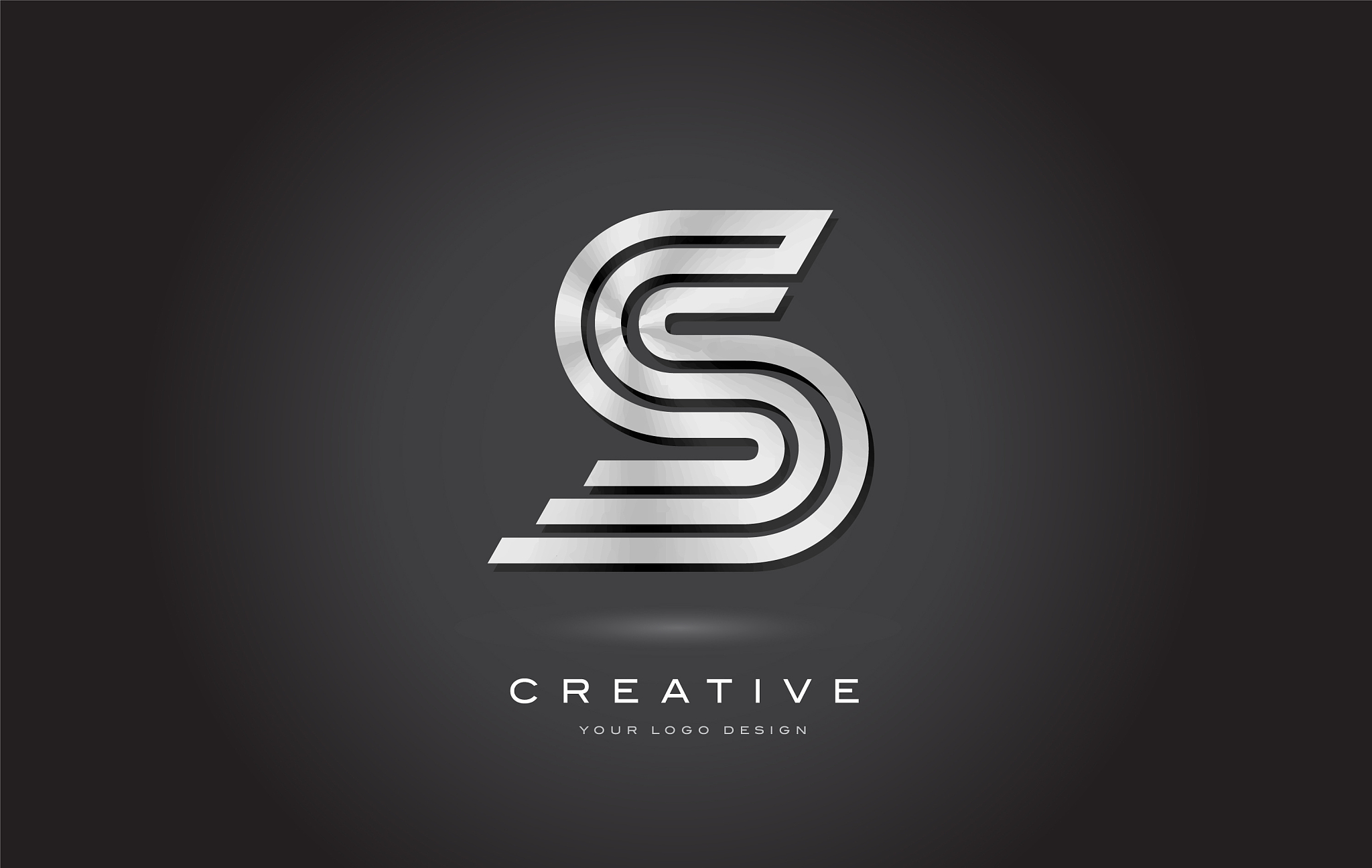 s silver steel letter monogram logo design