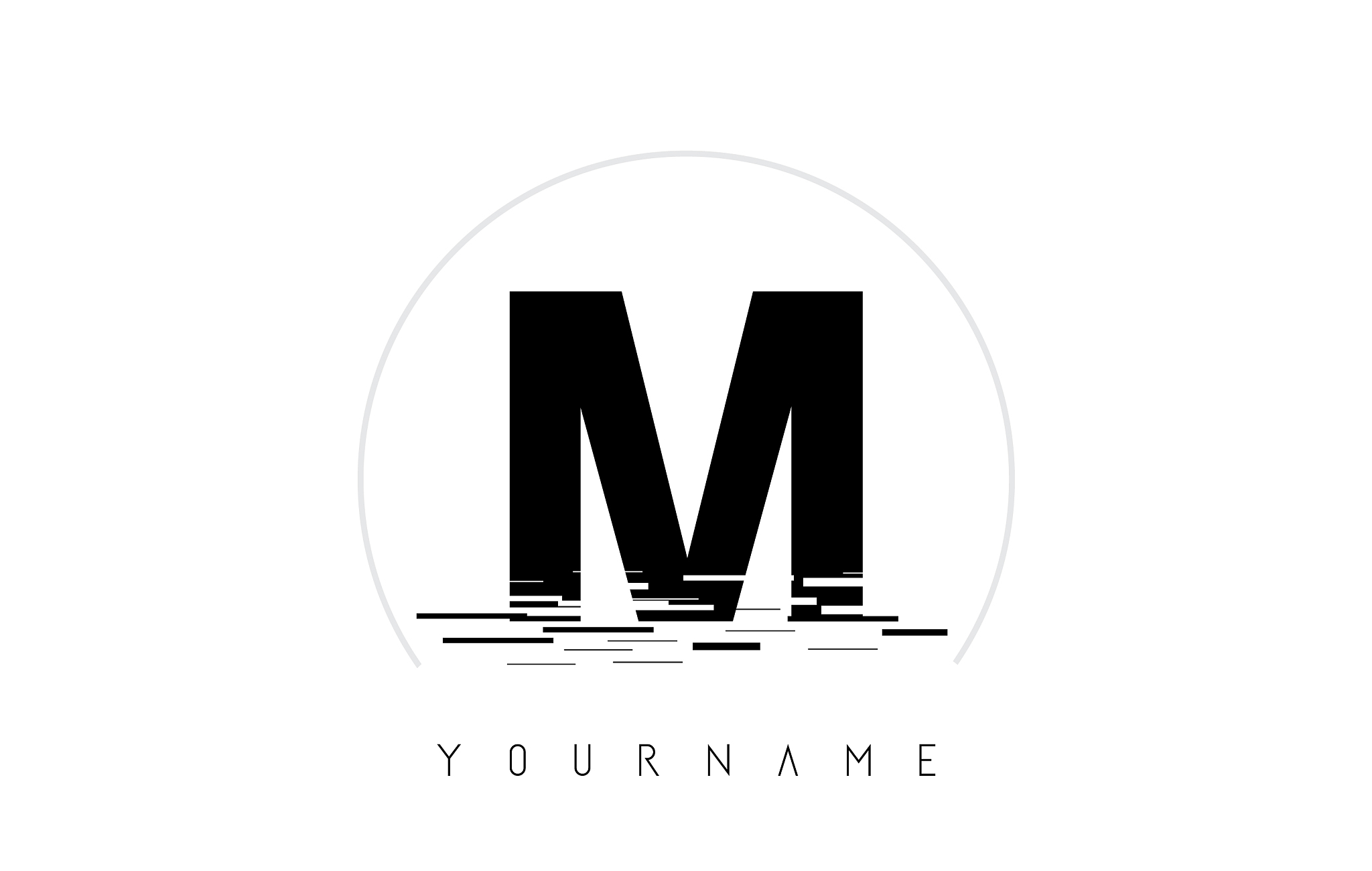 m black letter logo design with circular shape