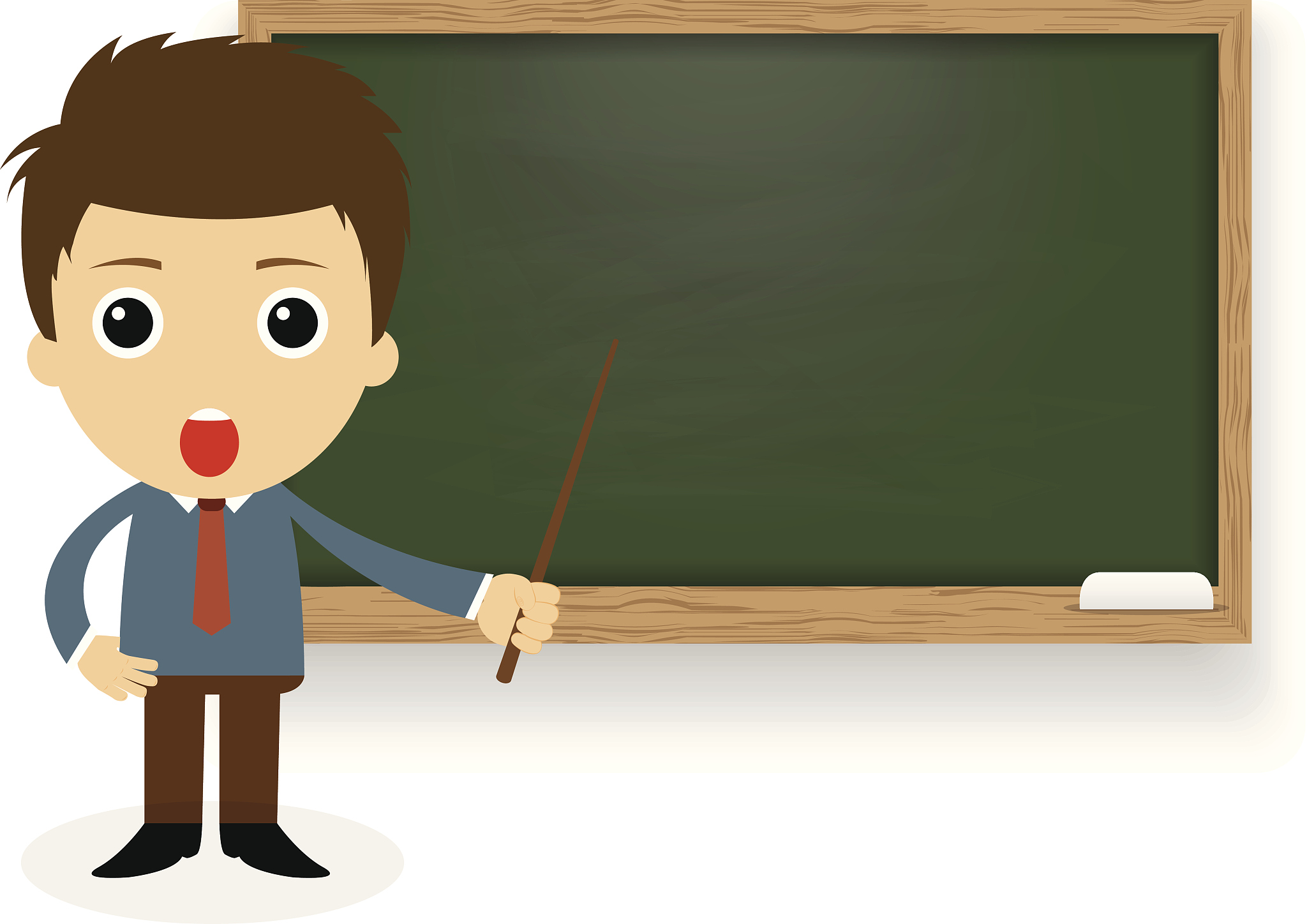 teacher hands stick standing at the blackboard.