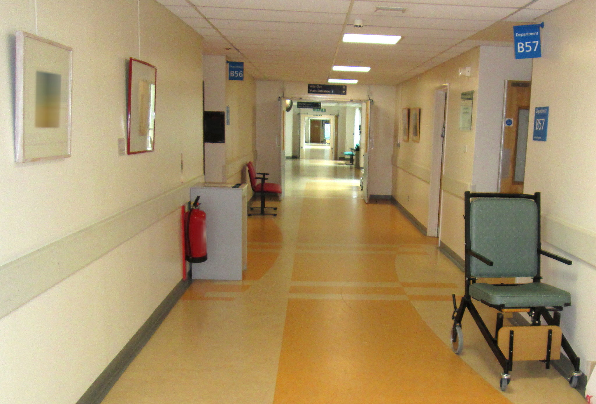 image of nhs hospital corridor, leading to medical treatment roo