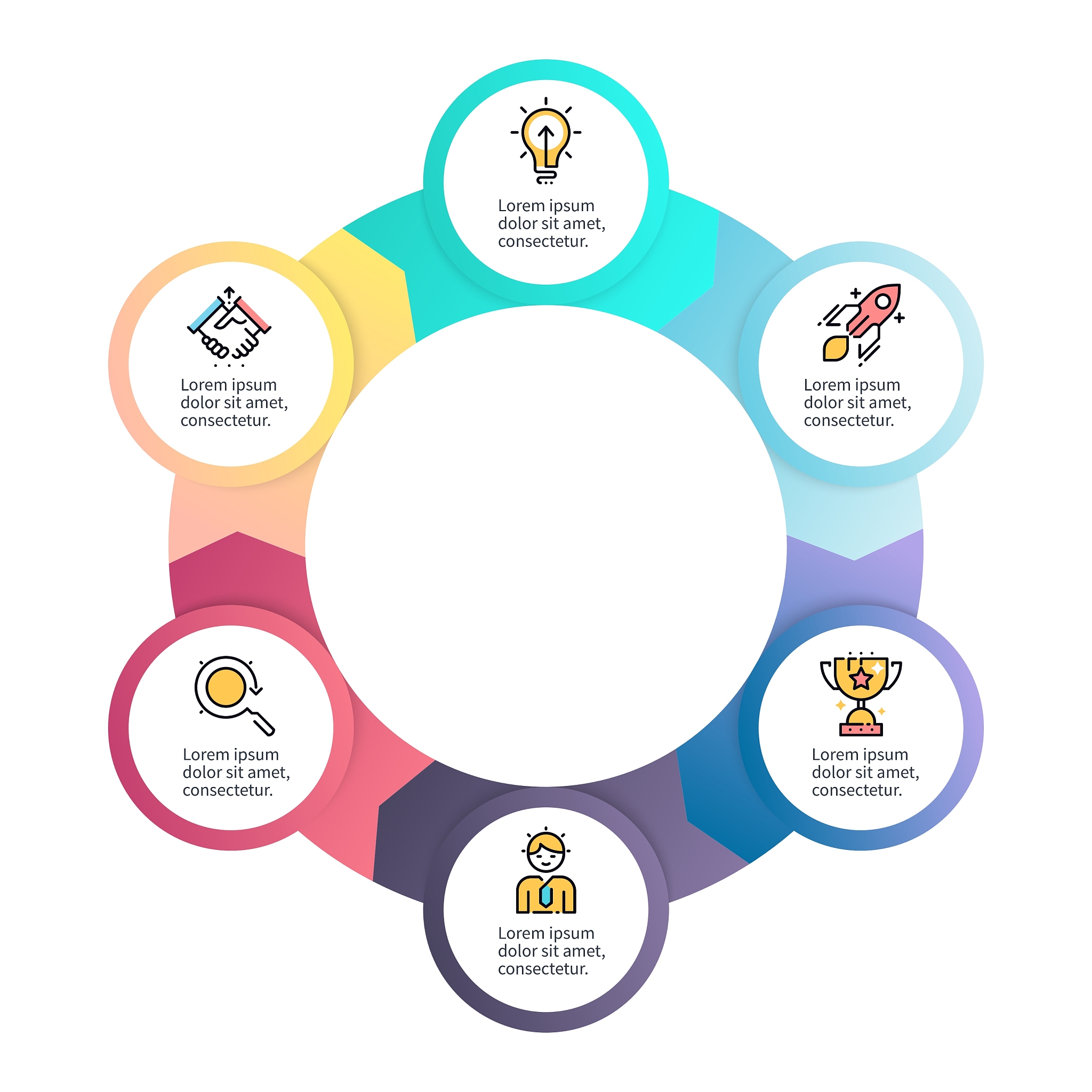 circular infographics business diagram with 6