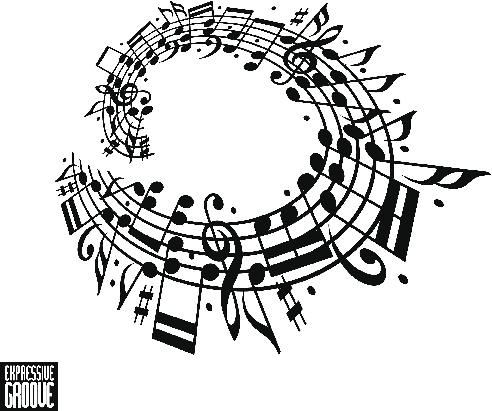 expressive groove concept. black and white design.