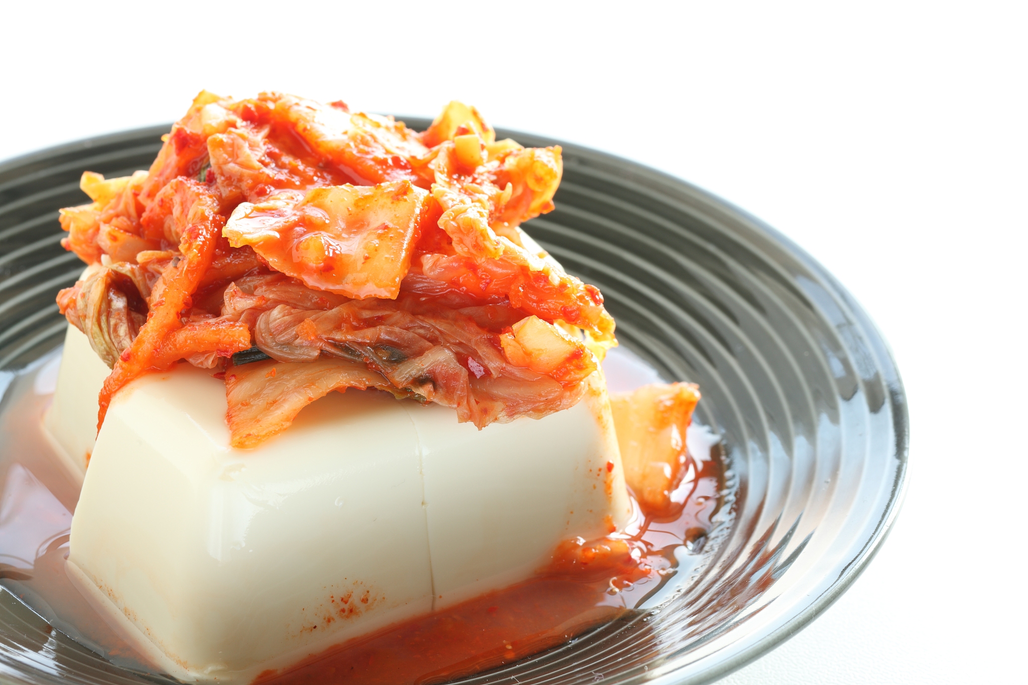 korean food, kimchi and tofu on dish
