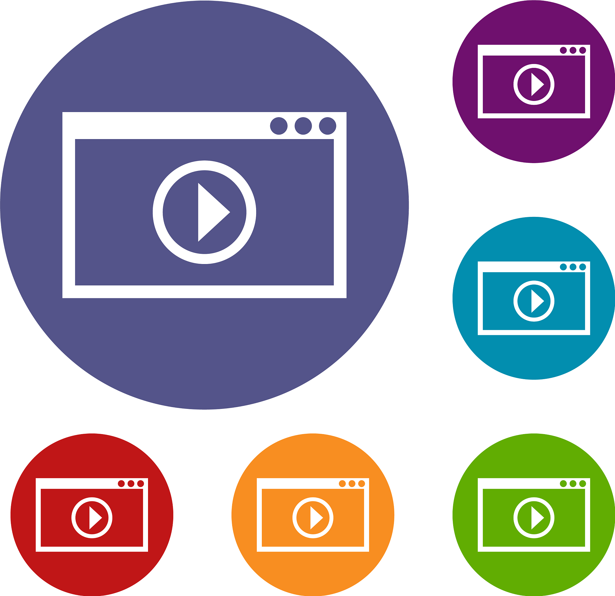 program for video playback icons set