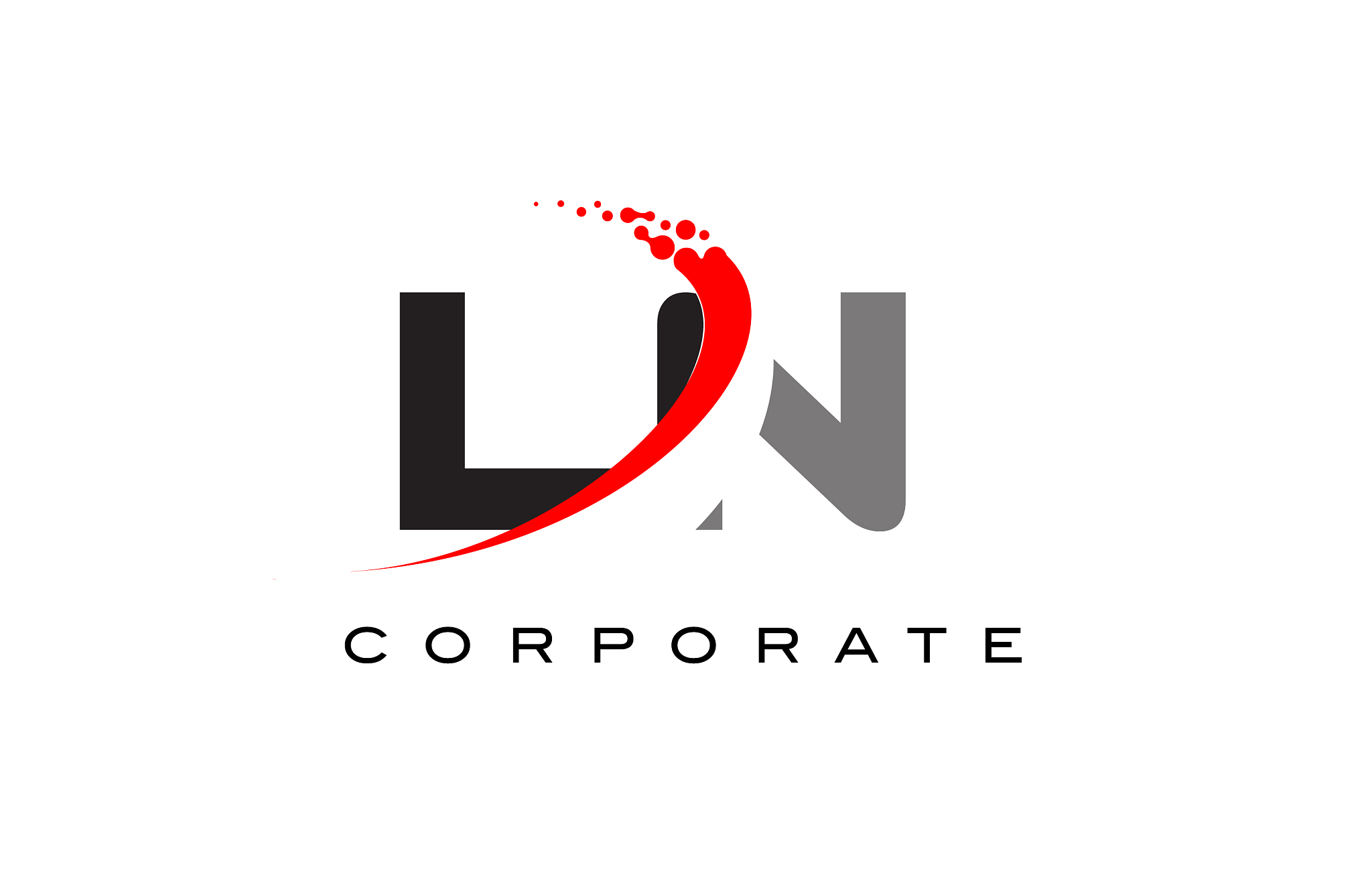 ln modern letter logo design with swoosh