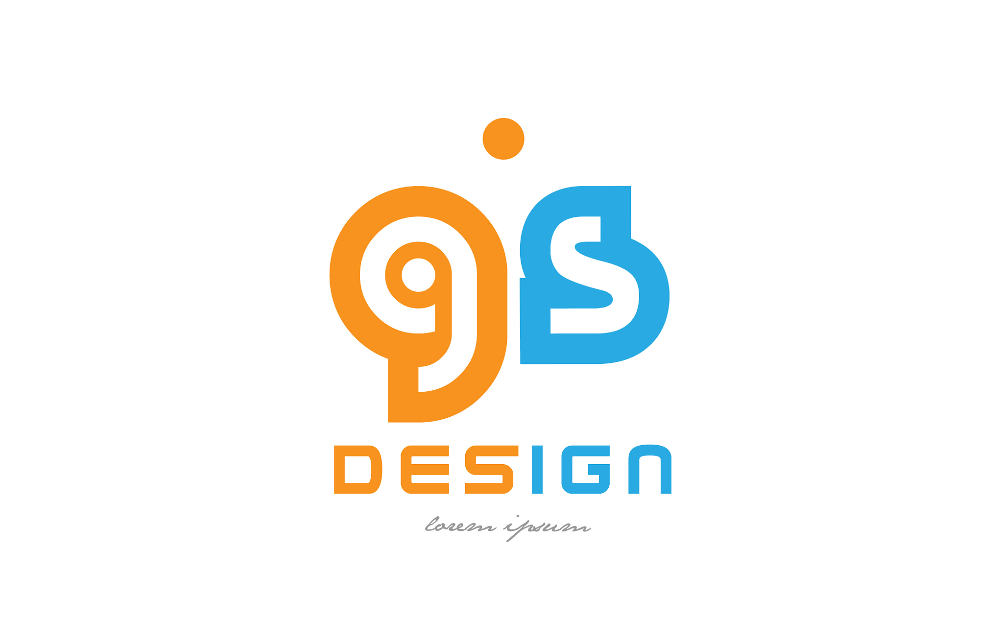 gs g s orange blue alphabet letter logo