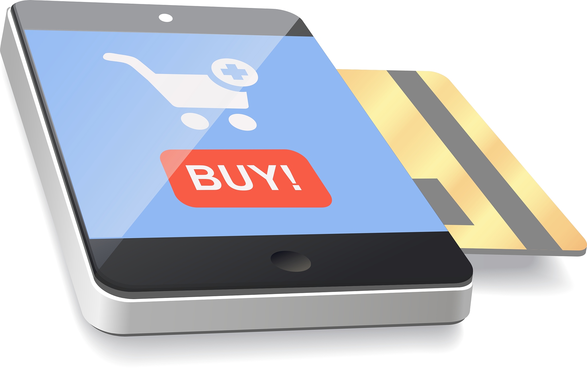 modern mobile smartphone with credit card