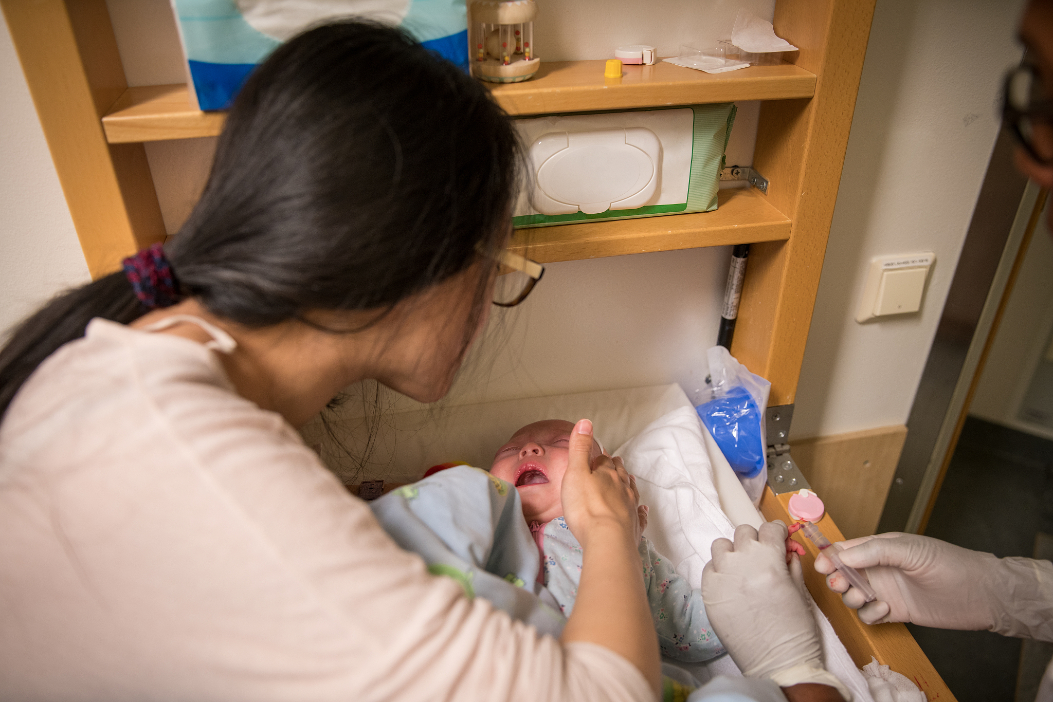 baby having blood taken for blood tests