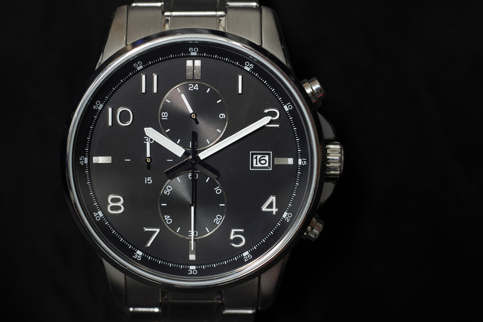 mens modern black stainless steel watch