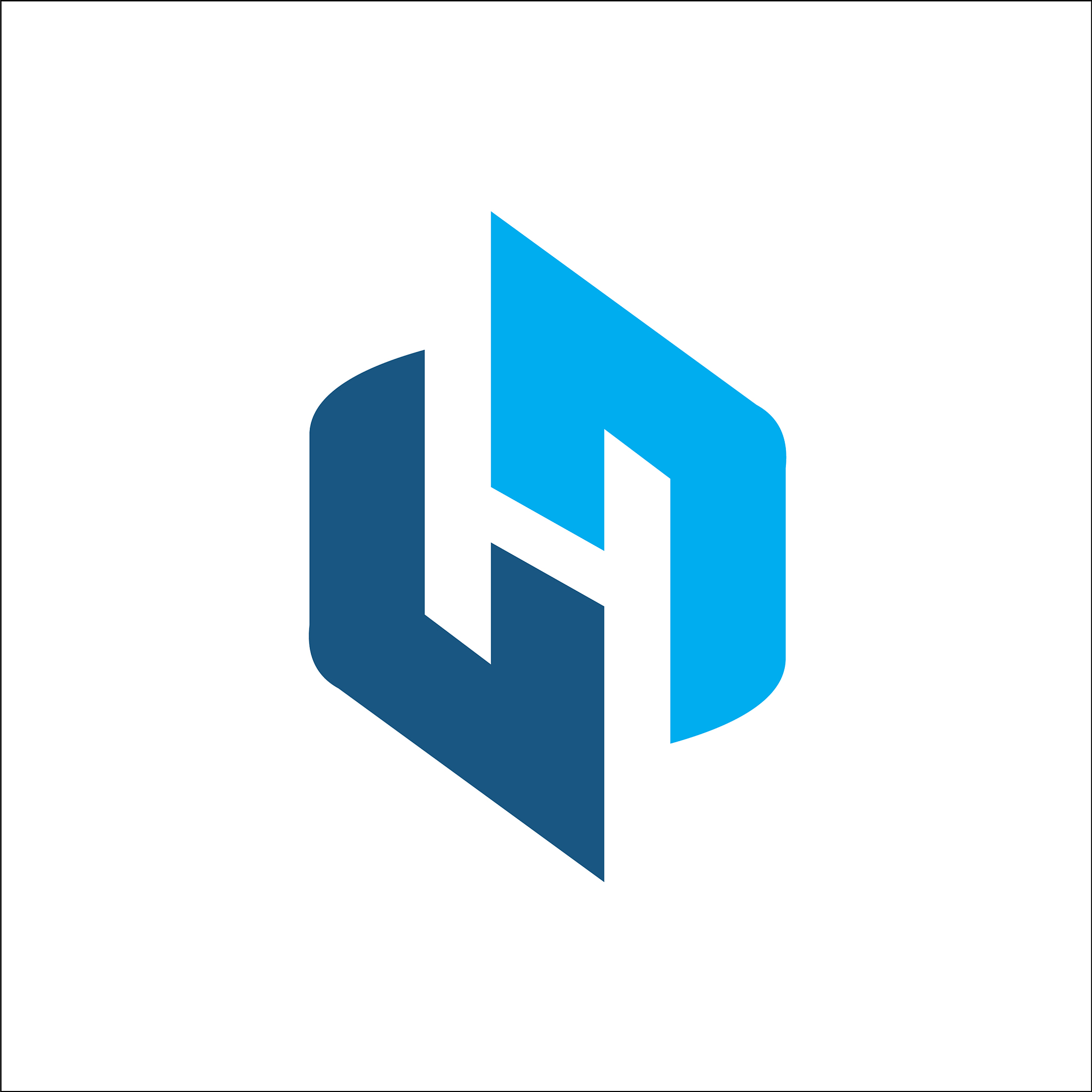 initials h logo abstract blue negative space