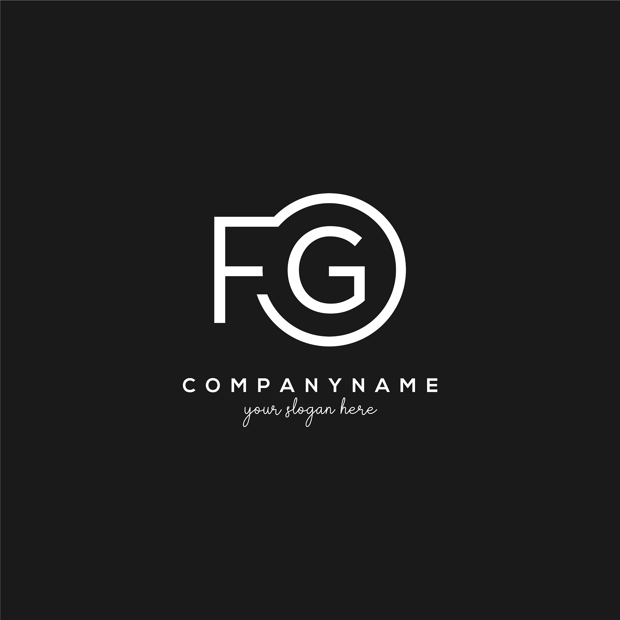 initial fg letter logo with circle template
