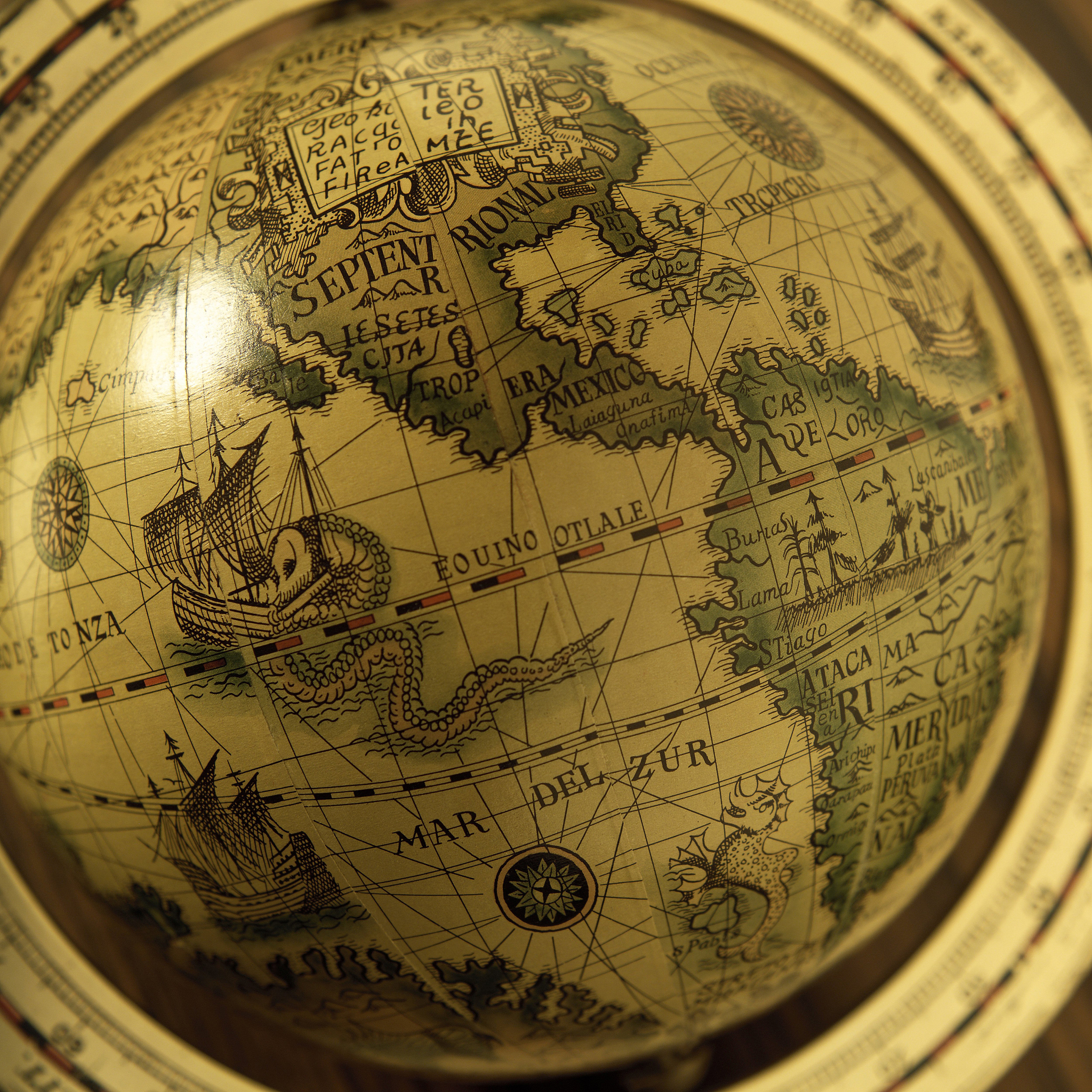 a globe, close up, full frame, differential focus