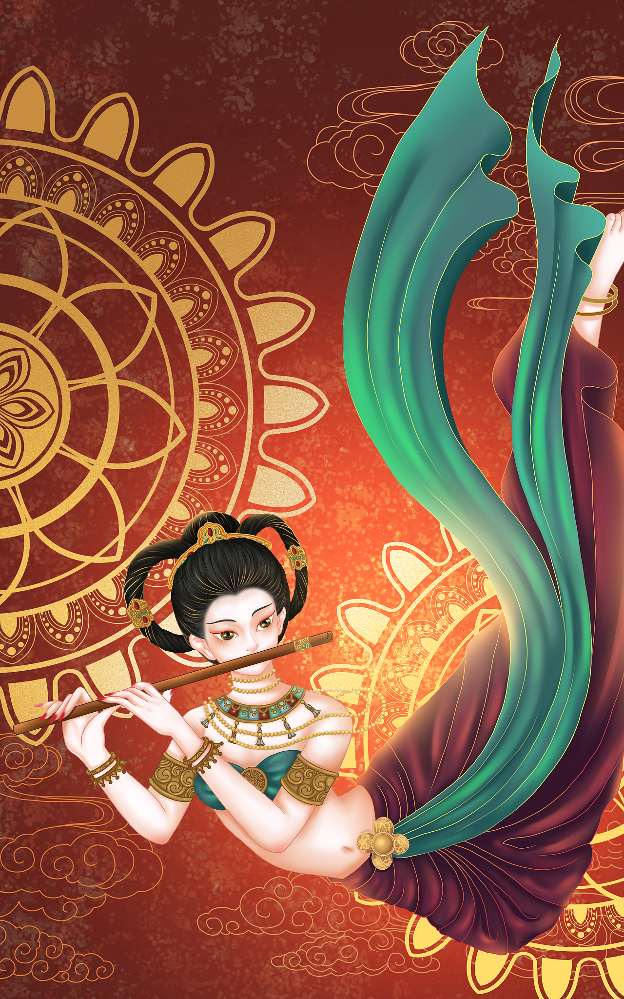 敦煌飞天背景绘画指南：学生表现飞天场景的步骤