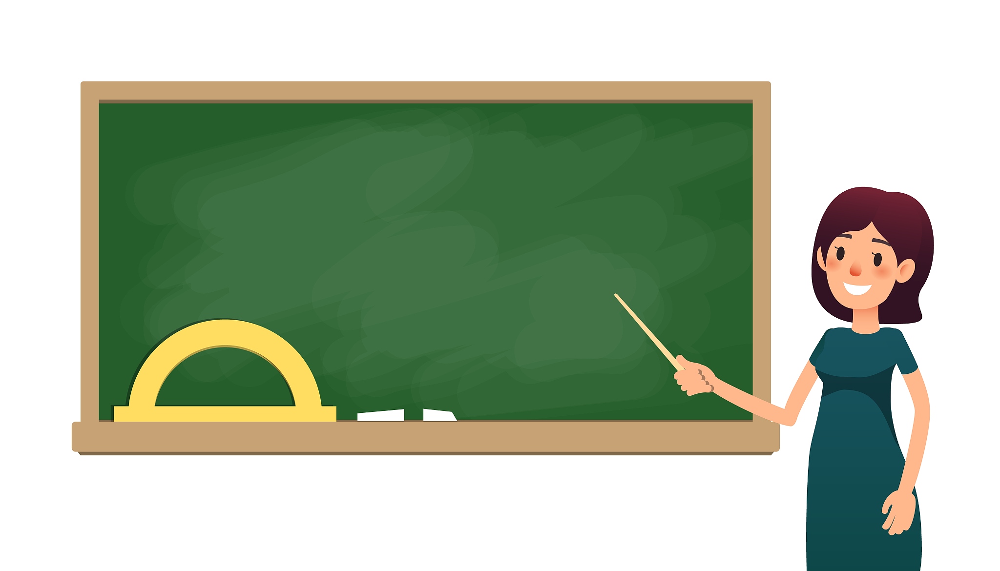 school teacher in classroom near a blackboard