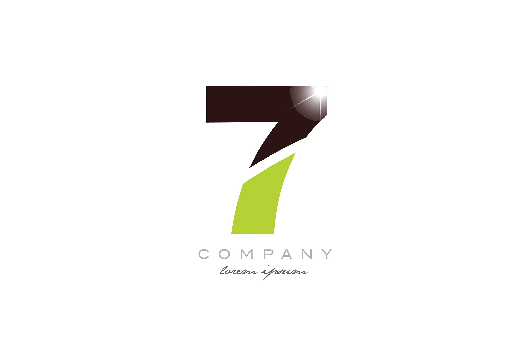 number 7 in green and brown color for logo icon design