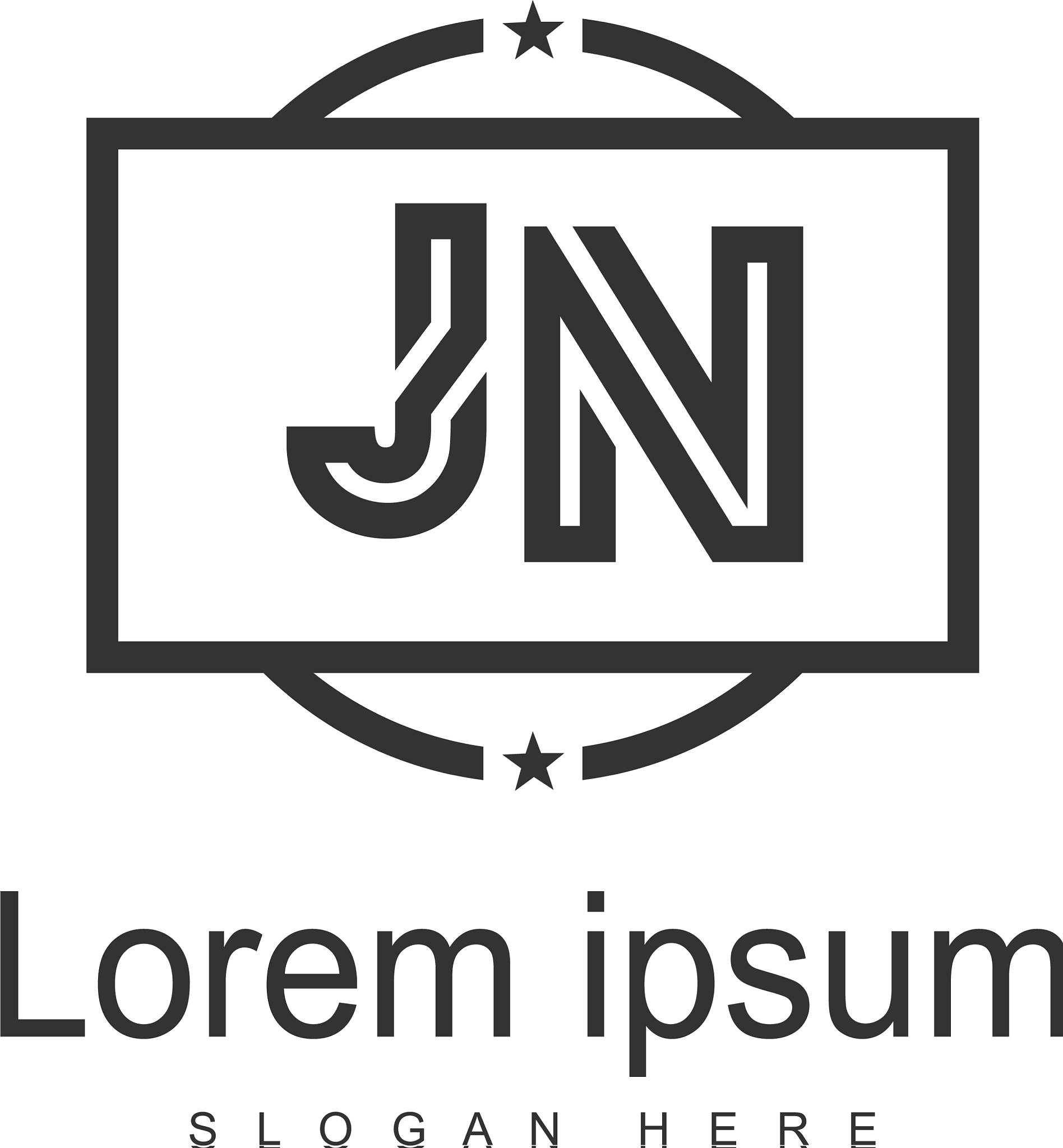 initial jn logo template with modern frame