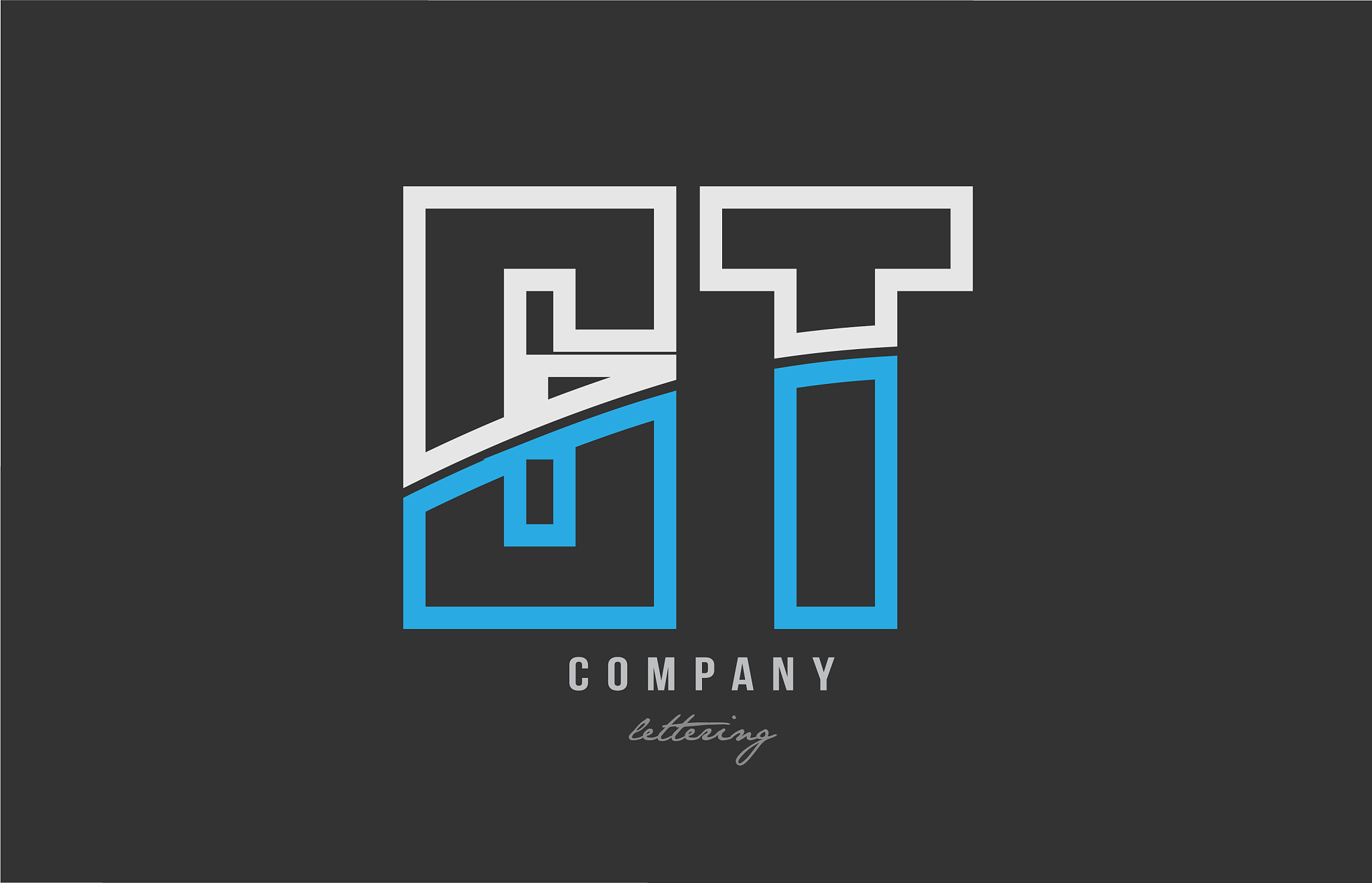 white blue alphabet letter gt g t logo icon design