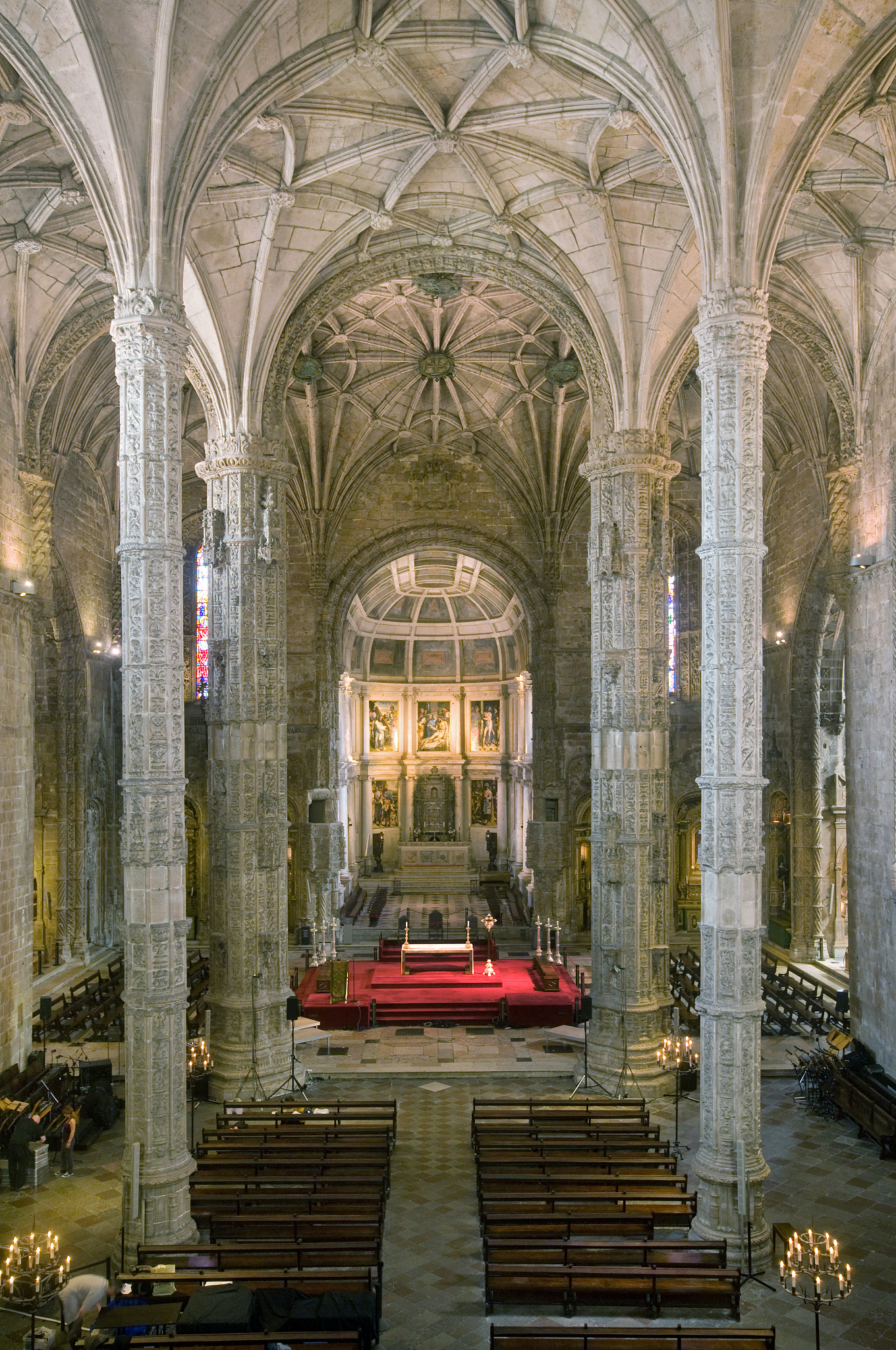 interior of santa maria de belem church at jeronimos monastery.