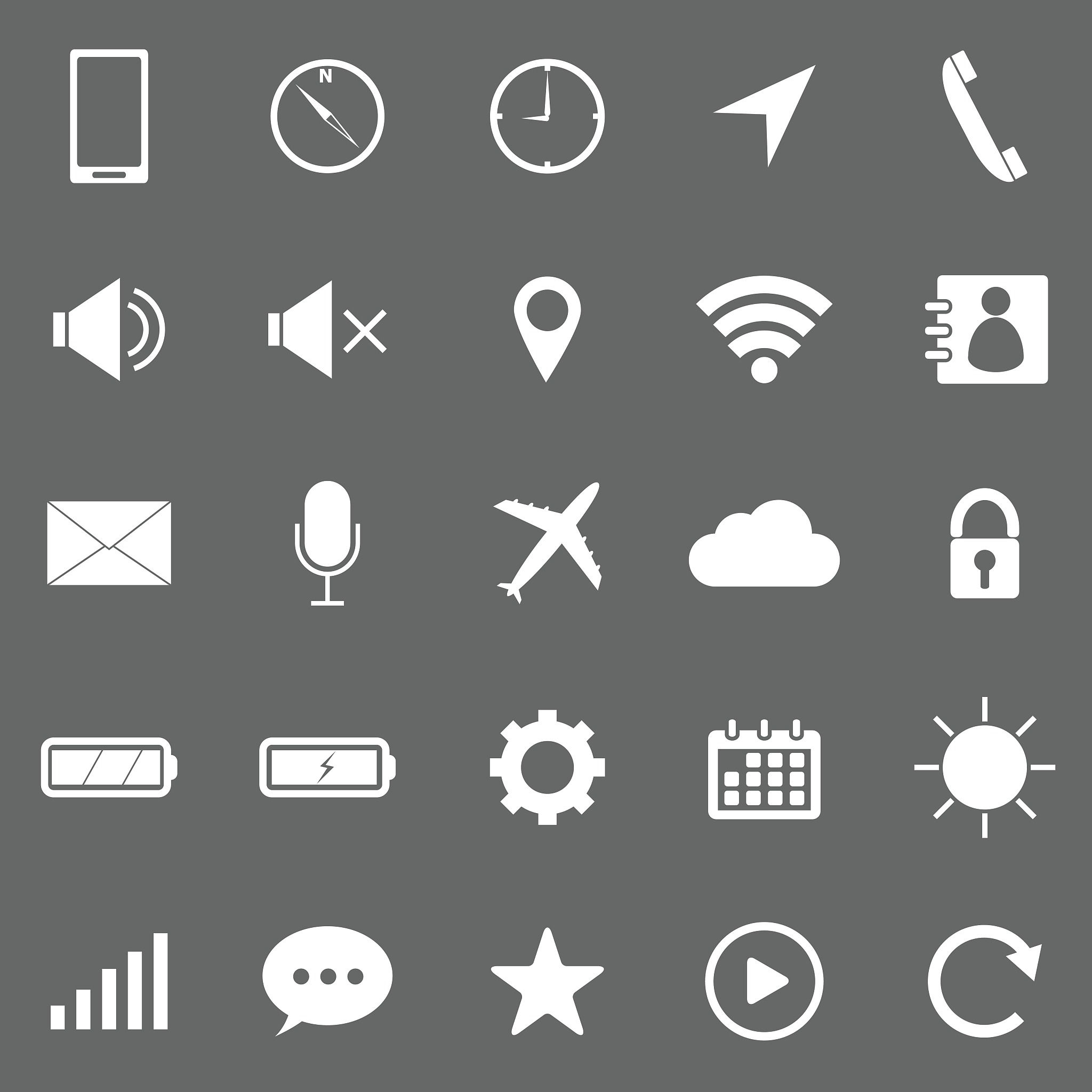 mobile phone icons on gray background