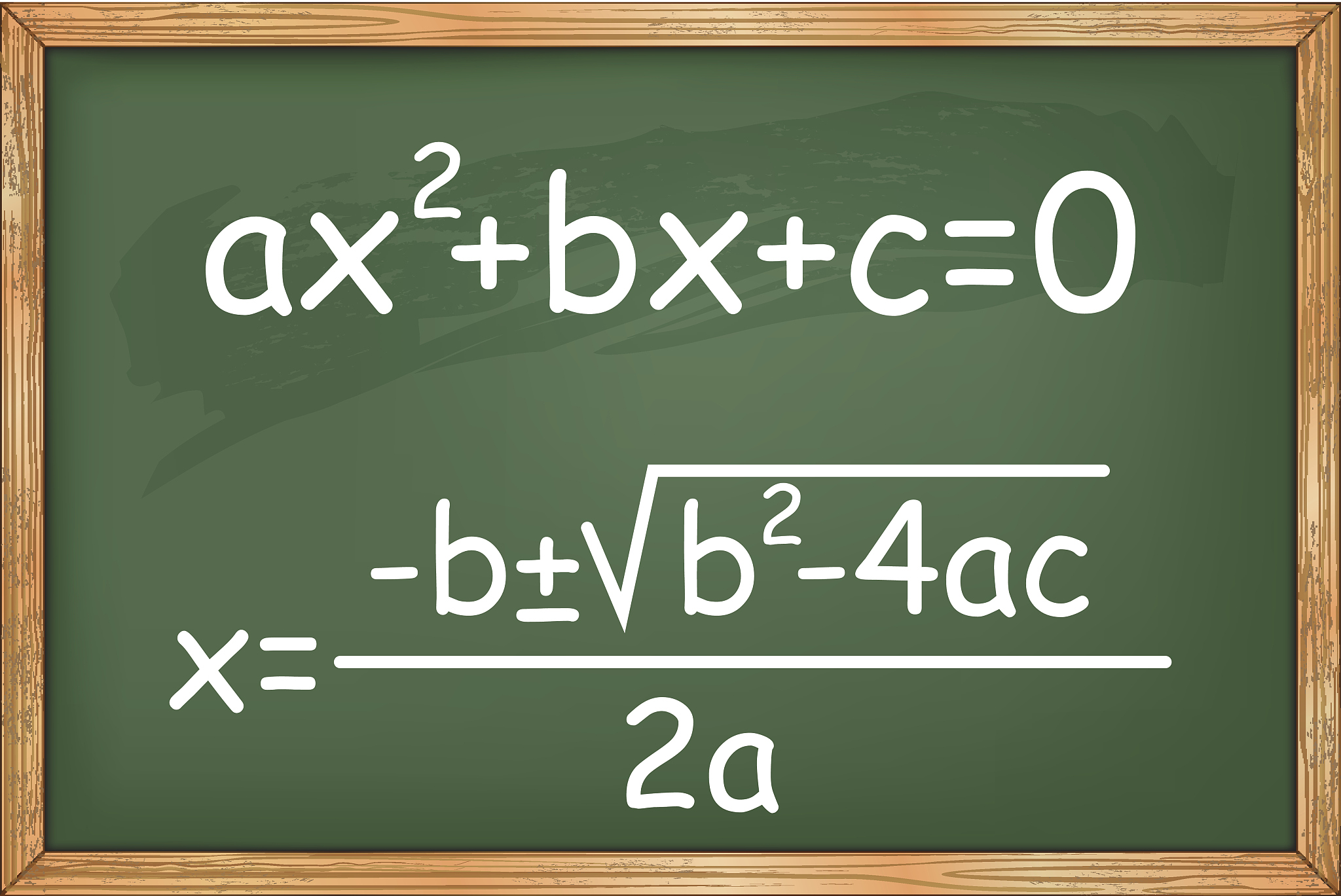 mathematics, second degree equation on chalkboard vector