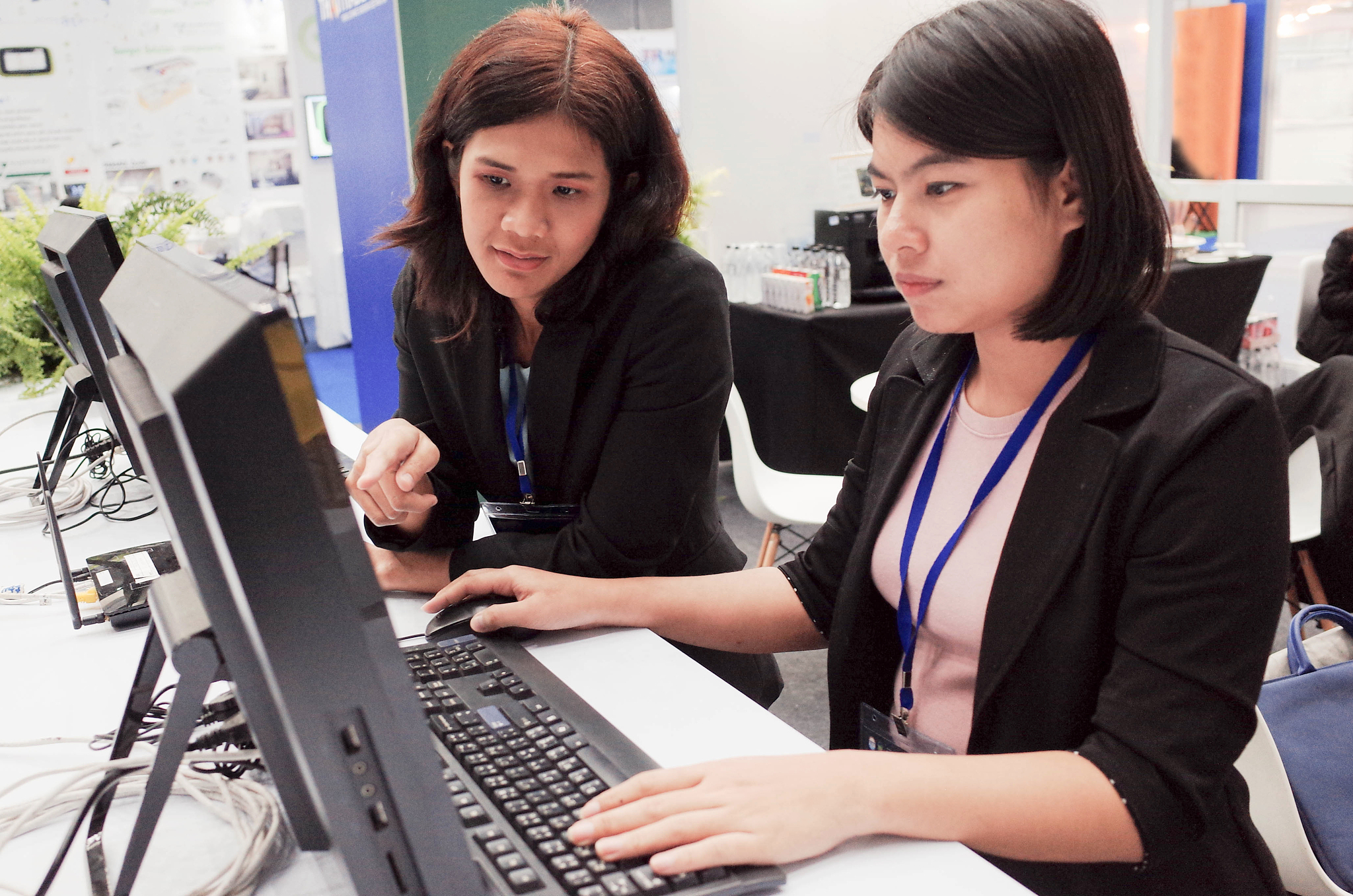 computer on a working table in office. successful teamwork, team