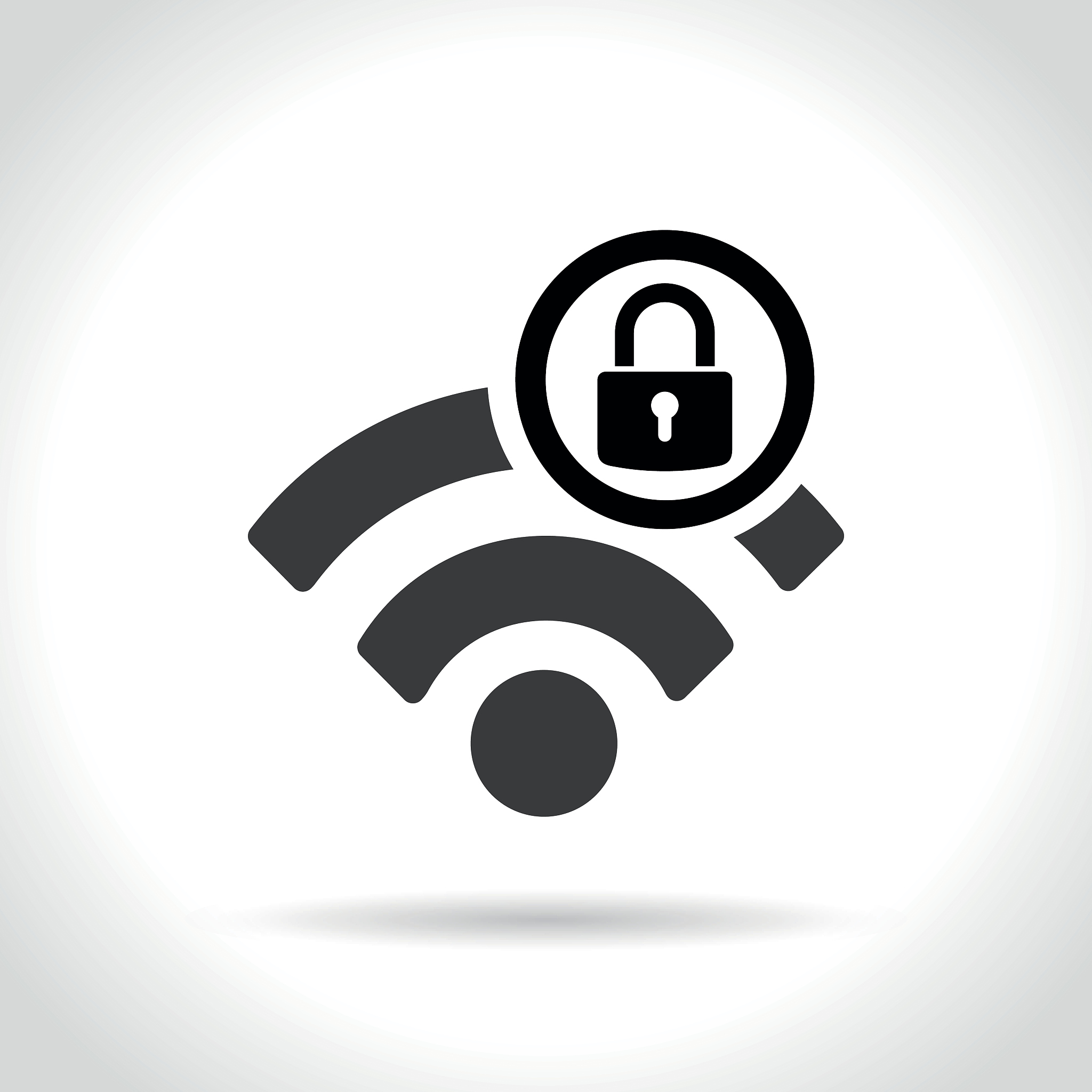 wifi lock icon on white background