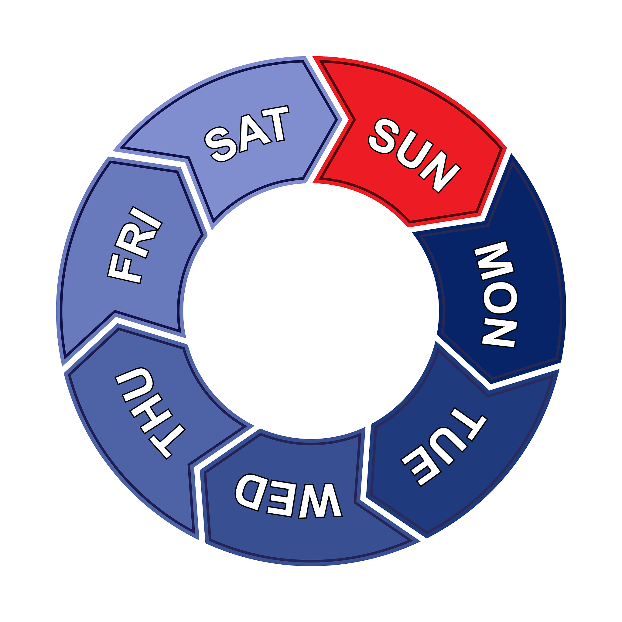 pie chart with days week six working days