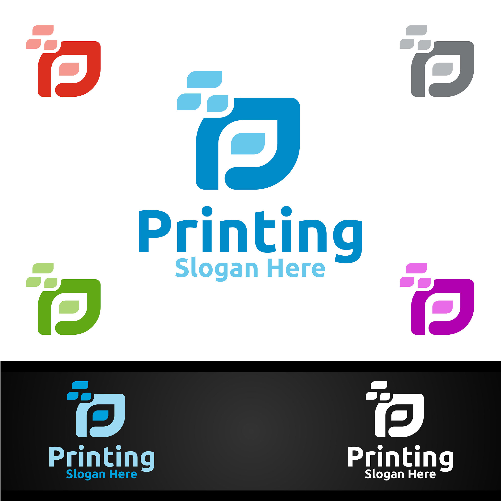 letter p printing company symbol