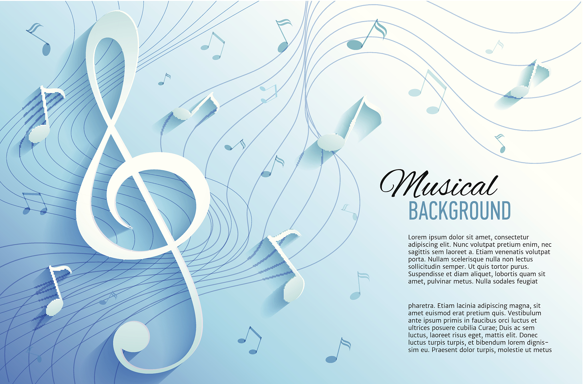 vector background with music notes and key