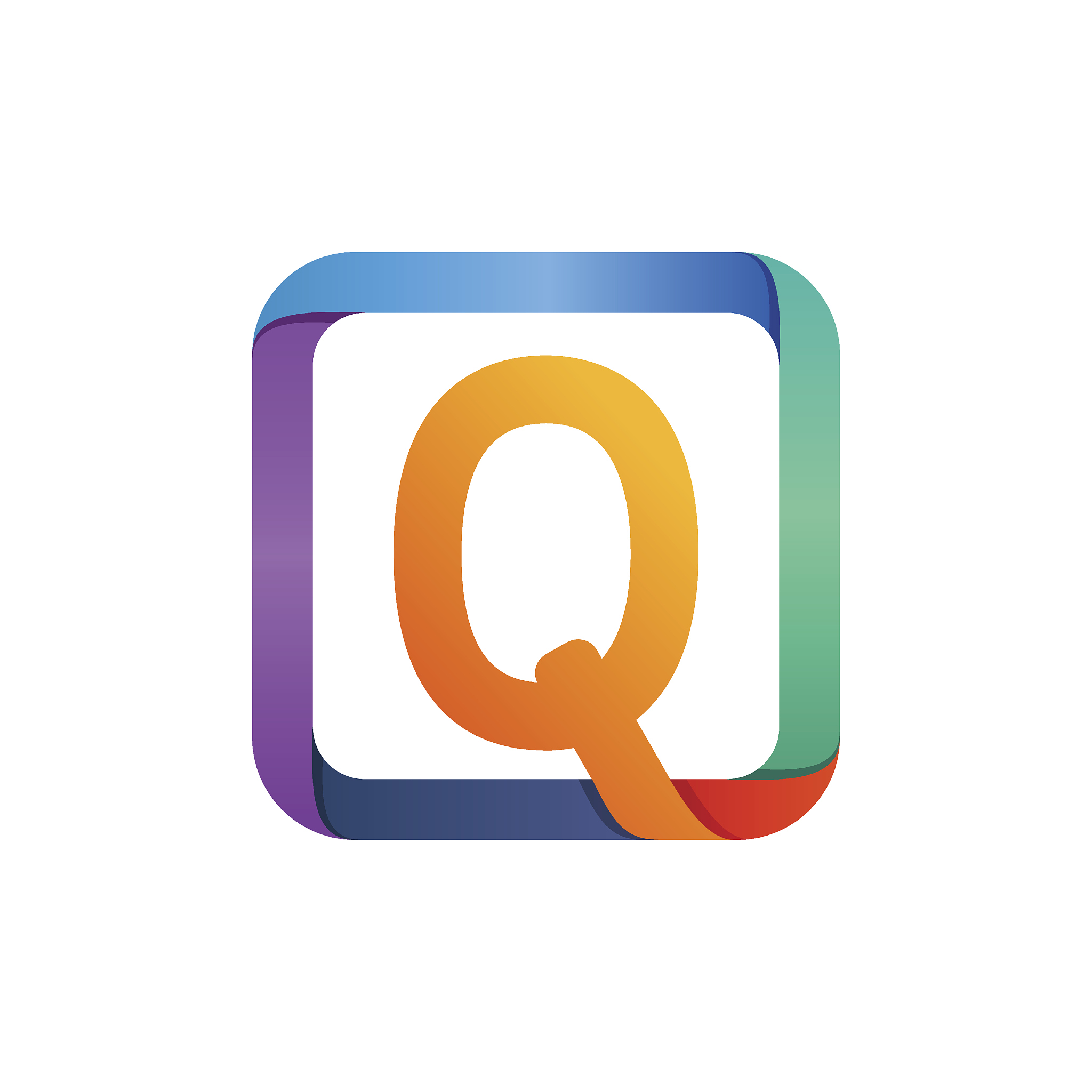 q letter icon in square.