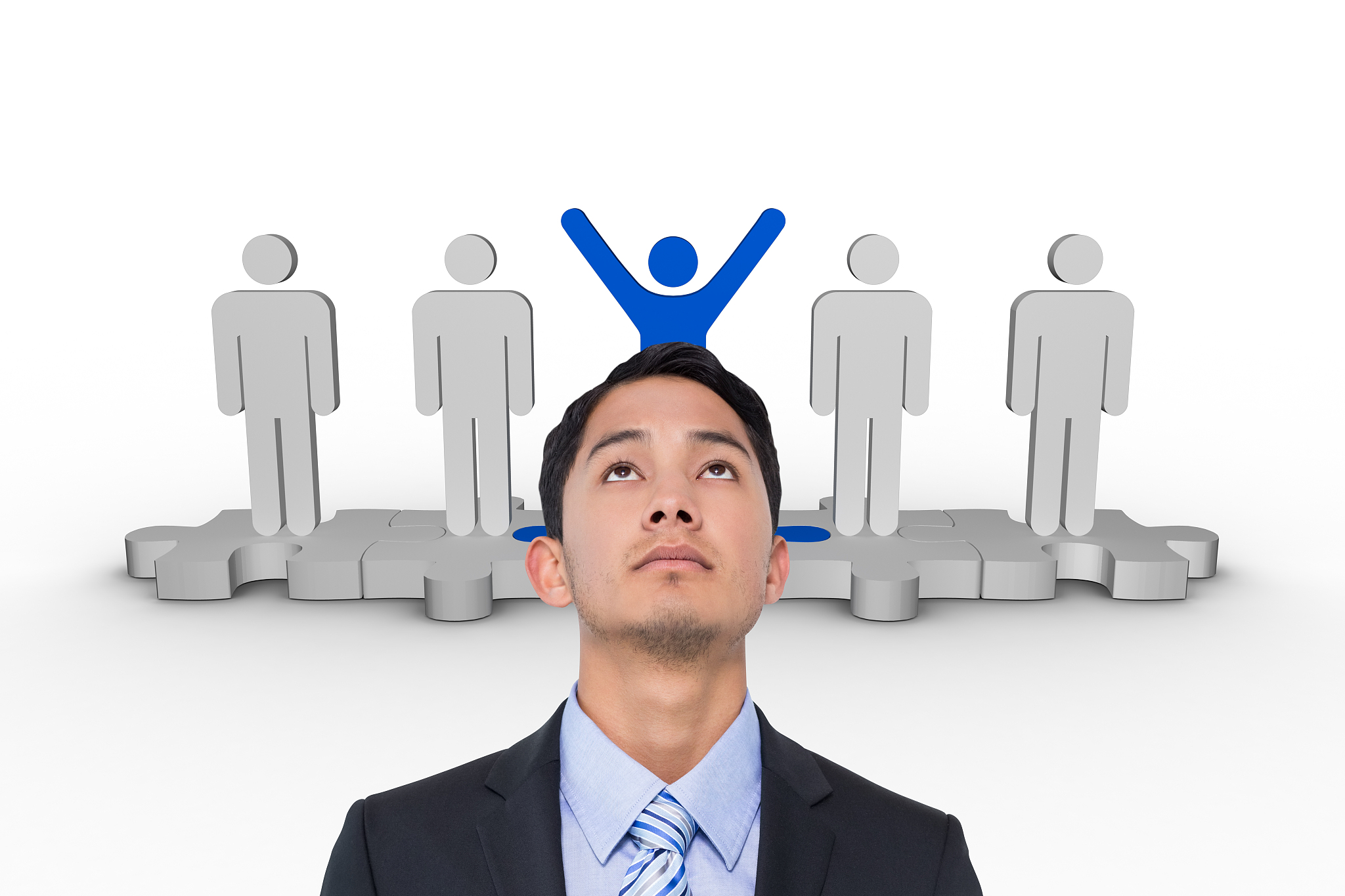 composite image of serious asian businessman