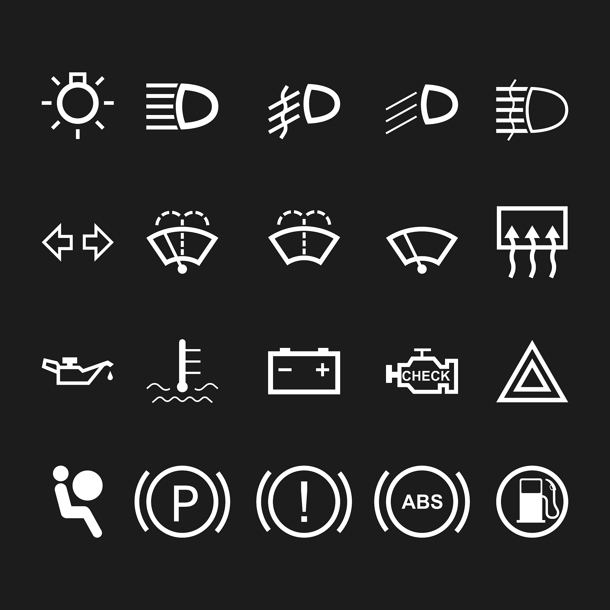 car indicator icons. vector