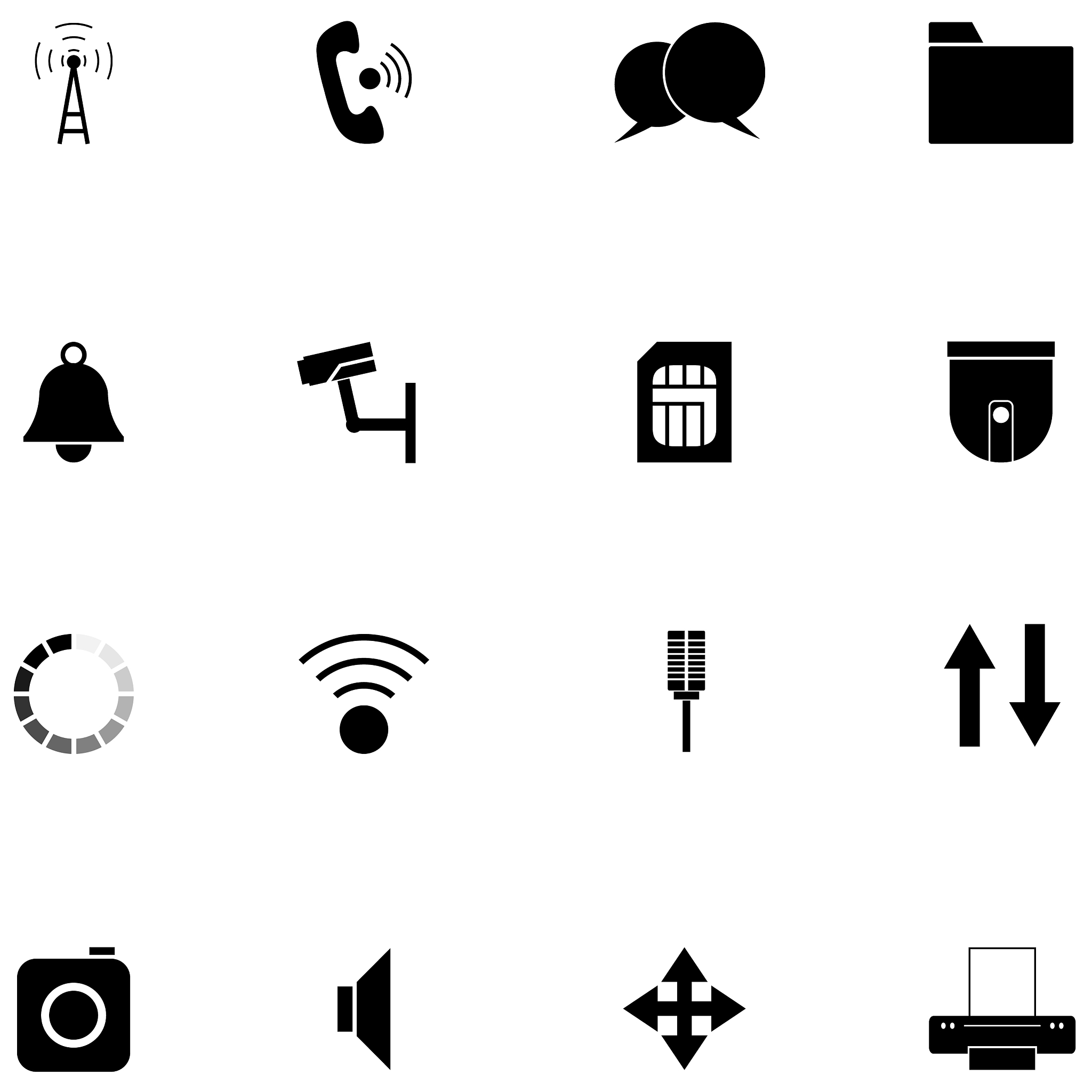 media and communication icon set