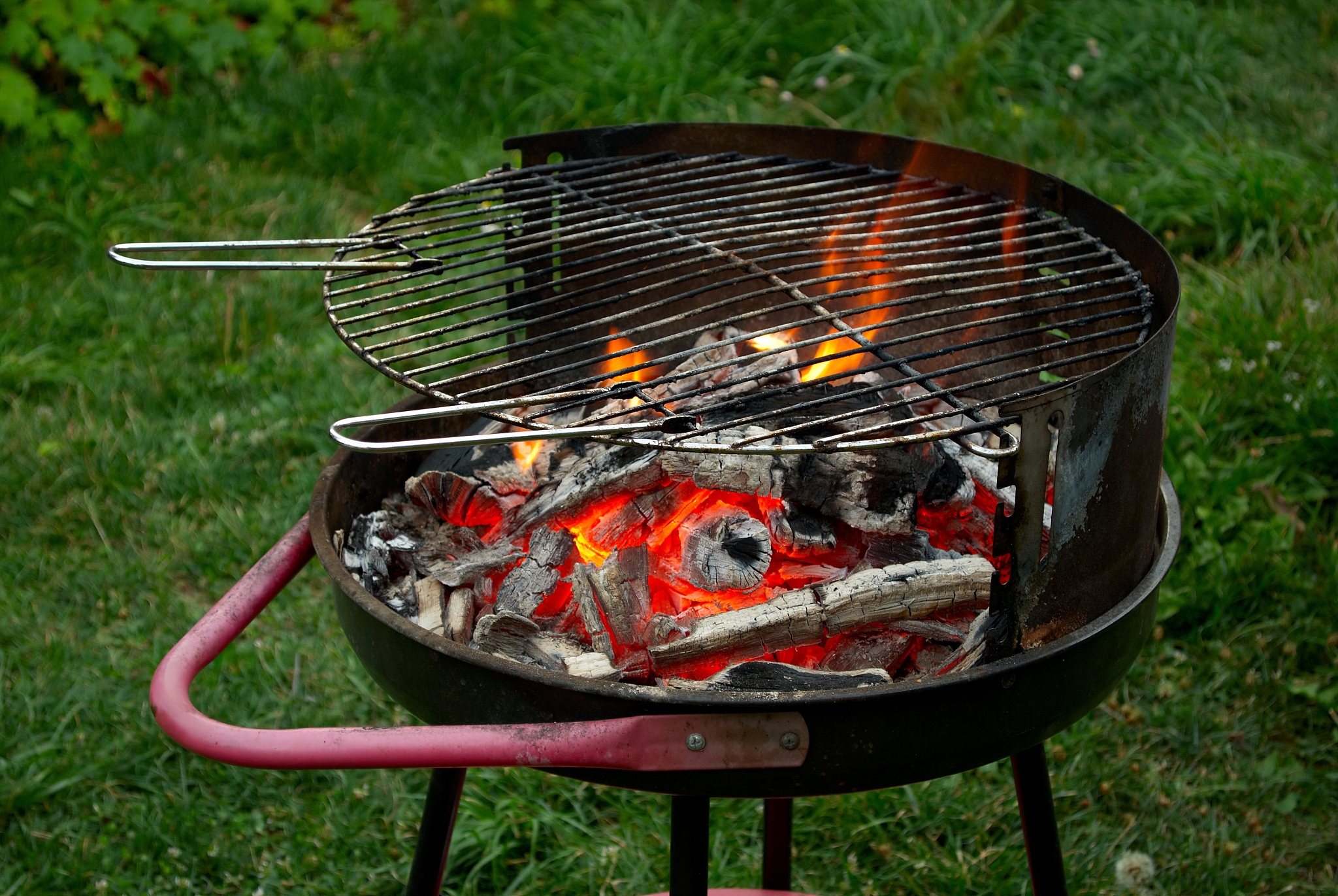 fire in a charcoal grill