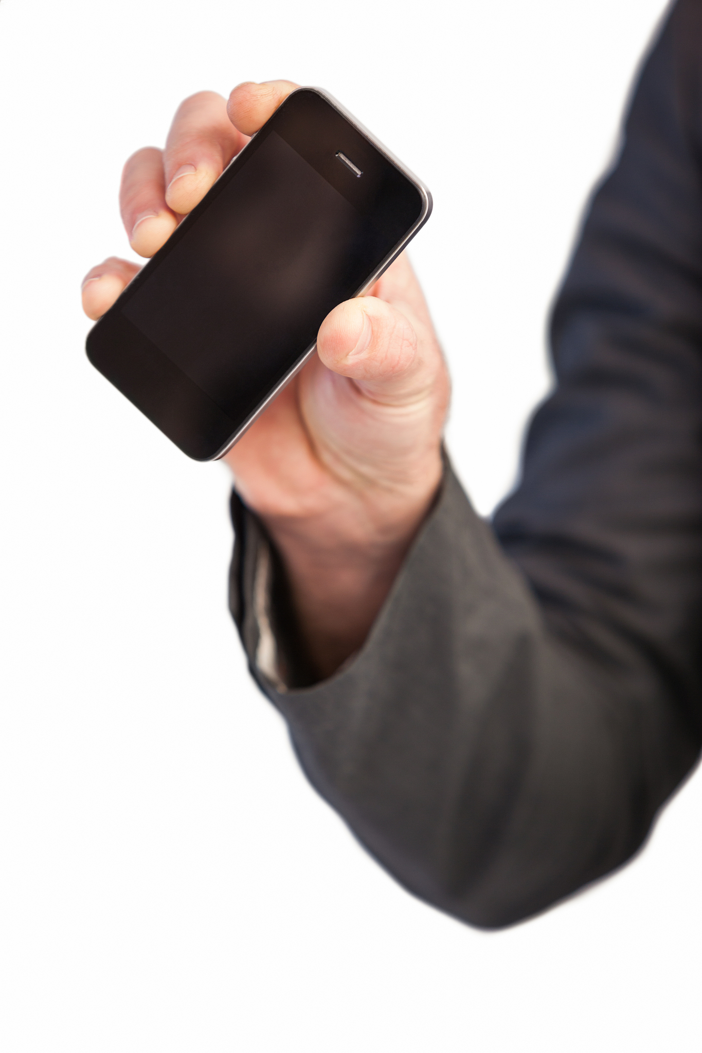 hand of businessman showing smartphone