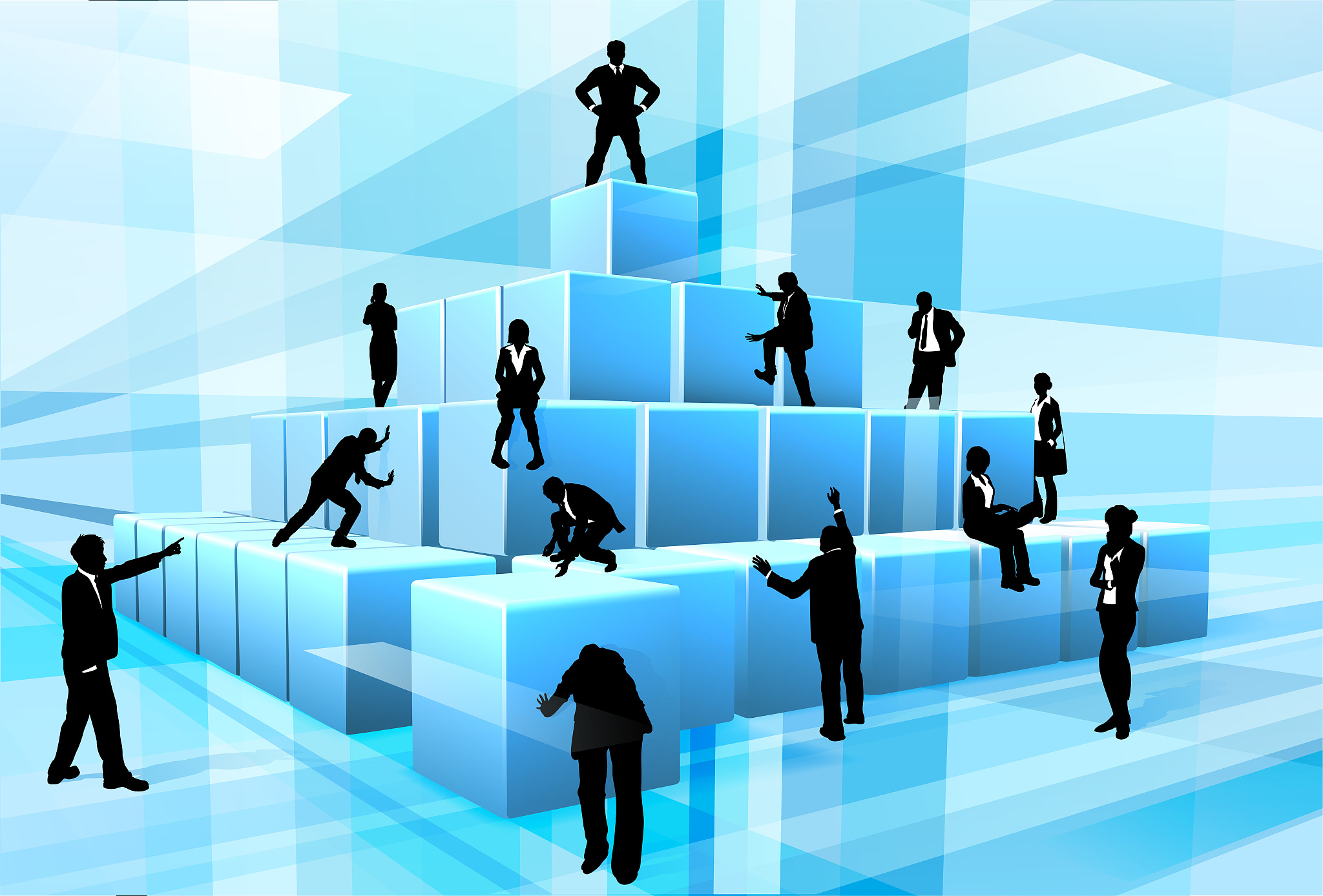 building blocks silhouette business team people